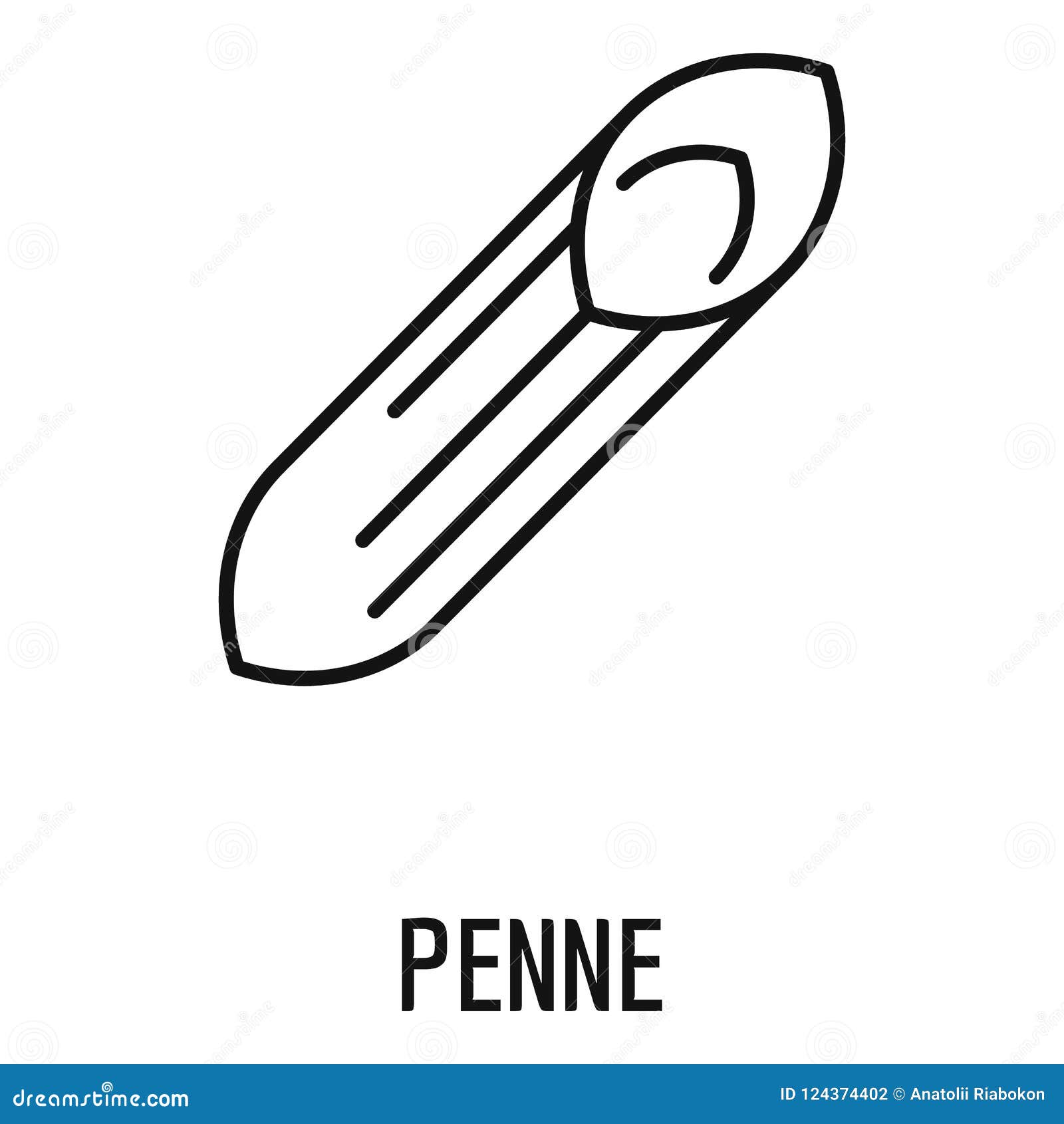 Icono De Las Pastas De Penne, Estilo Del Esquema Stock de ilustración