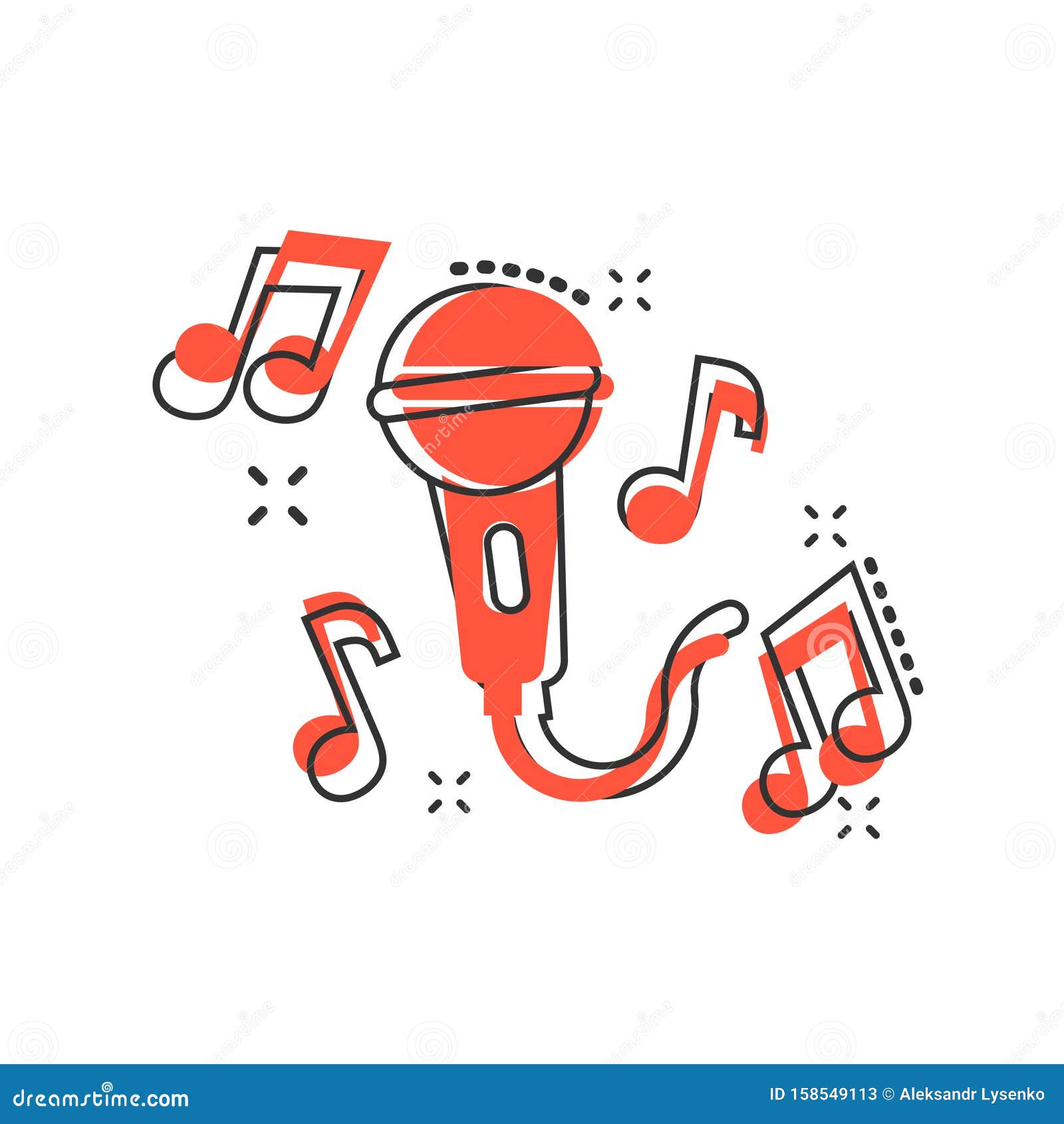 Icono De MÃºsica Karaoke En Estilo CÃ³mico. Dibujo De Dibujos Animados De  Vector De Voz De MicrÃ³fono Sobre Fondo Aislado En Blanc Ilustración del  Vector - Ilustración de nota, icono: 158549113