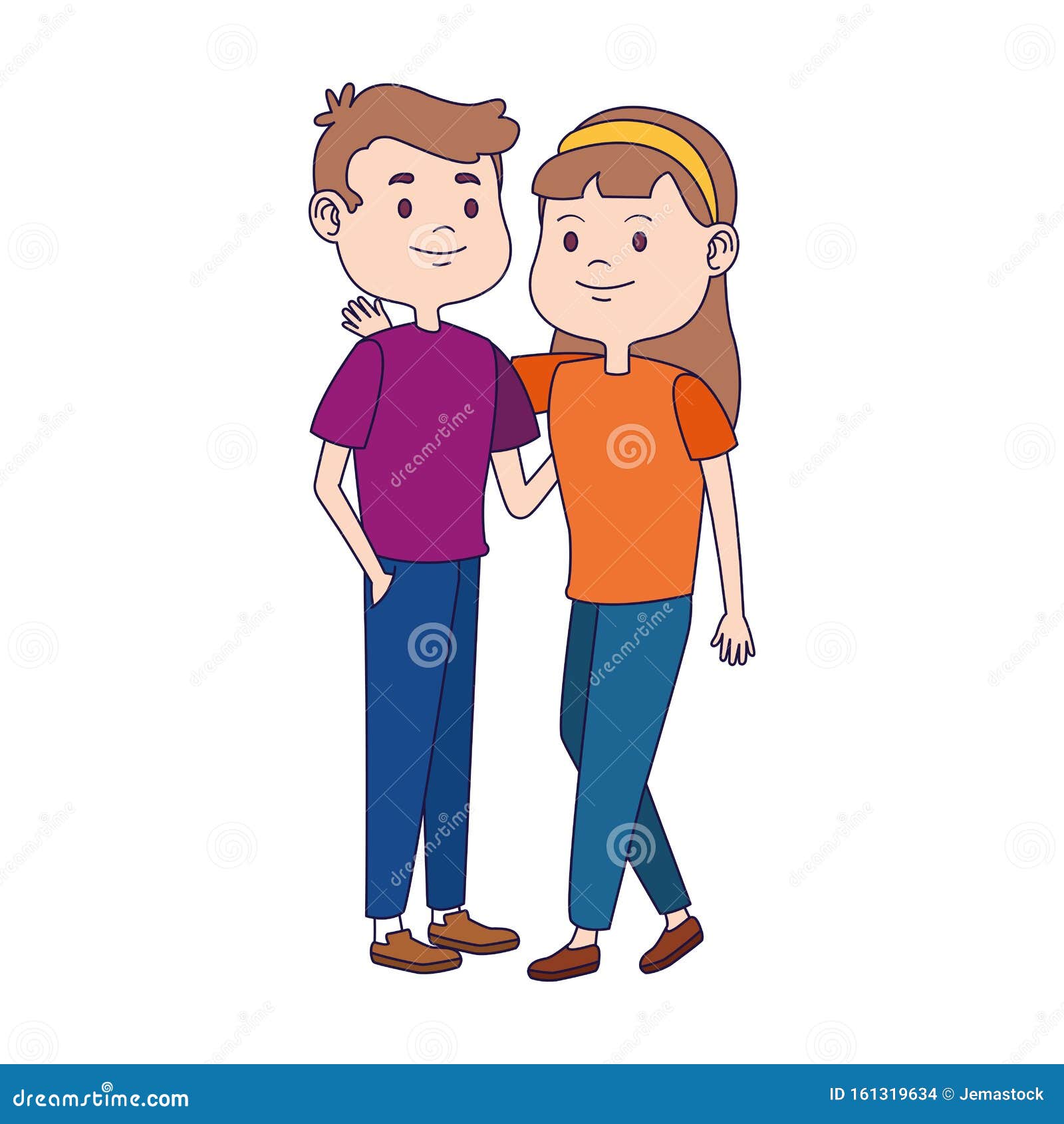 Icono De Pareja Adolescente De Dibujos Animados, Diseño Plano Colorido  Ilustración del Vector - Ilustración de urbano, sonrisa: 161319634