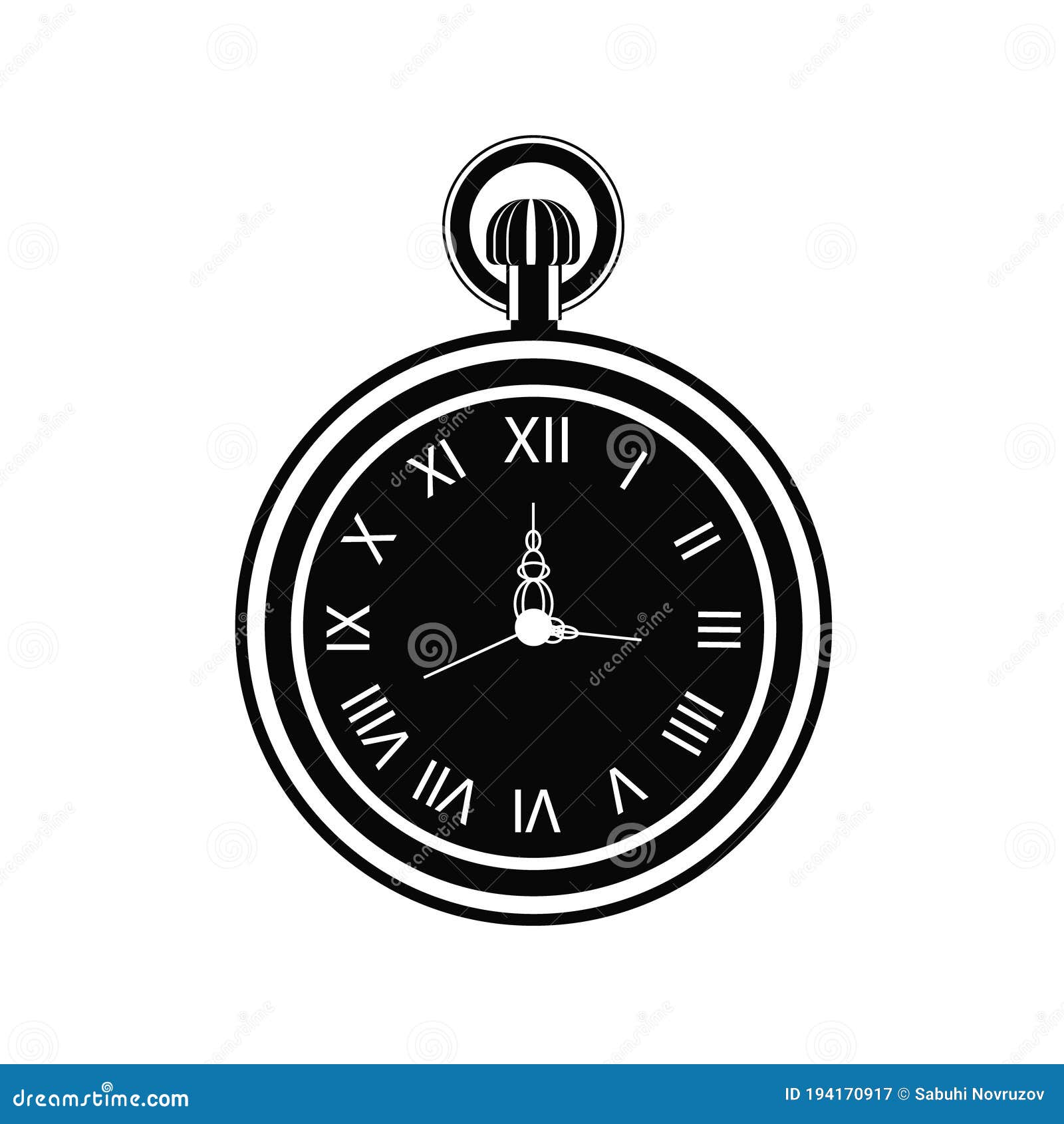 Icono De Reloj De Bolsillo Vintage Aislado En Fondo Blanco. Reloj Antigua Con Números Romanos. Ilustración Vectorial Del R Ilustración del Vector - Ilustración de cristal, antiguo: 194170917