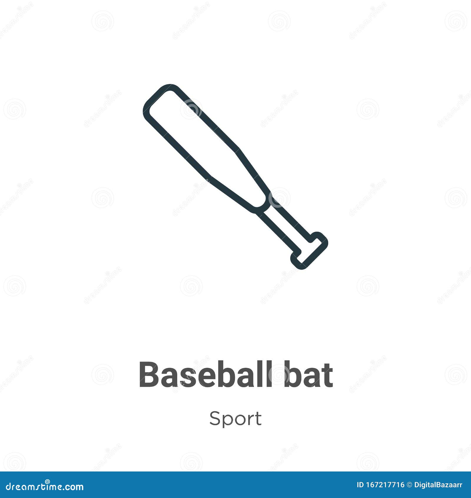 Icono de bate de béisbol. Contorno bate béisbol icono vector para