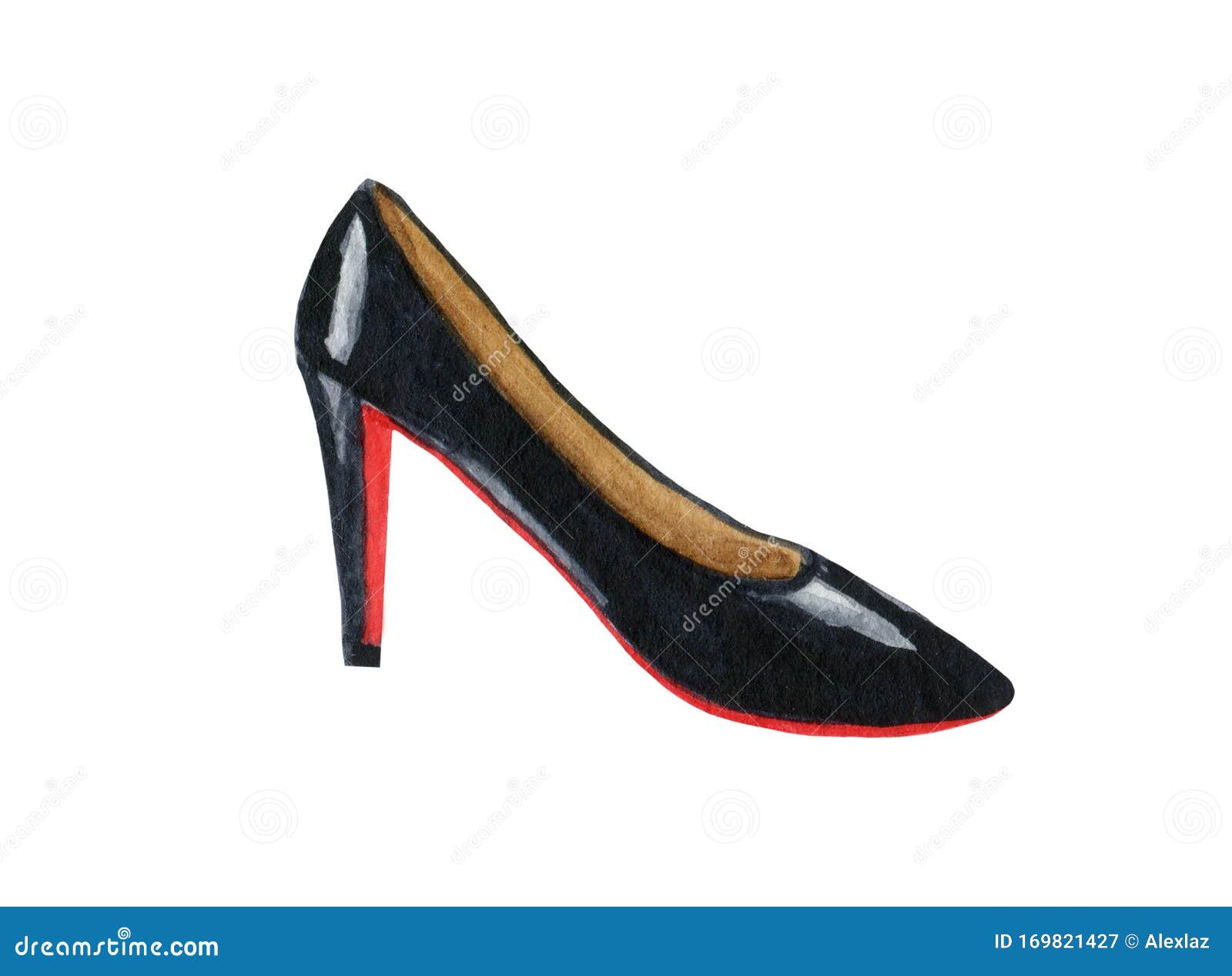 Icono Zapatos Negros Con Suela Roja Ilustración De Agua Stock de ilustración - Ilustración de hembra, femenino: 169821427