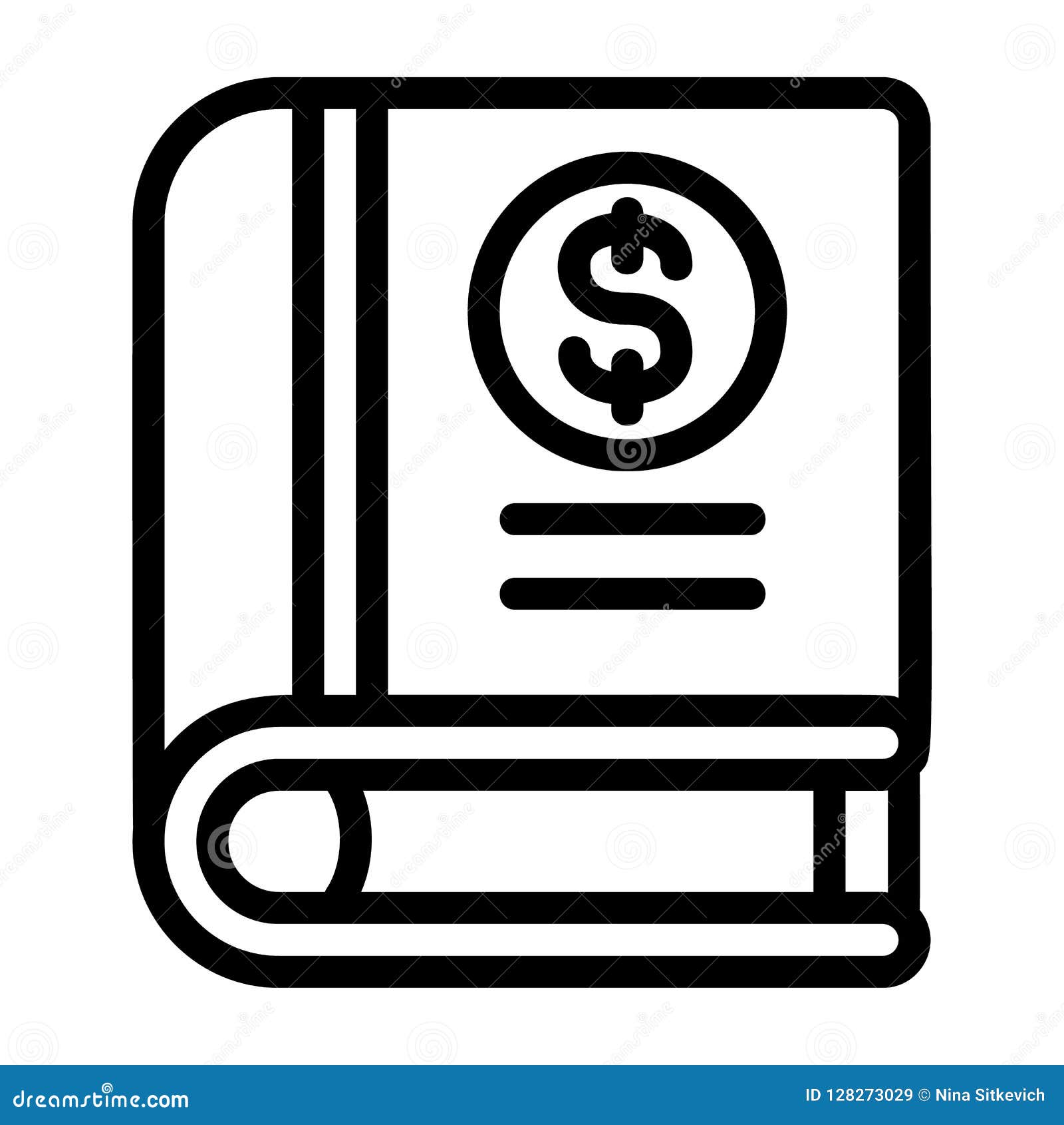 Icono Del Libro Del Dinero, Estilo Del Esquema Ilustración del Vector