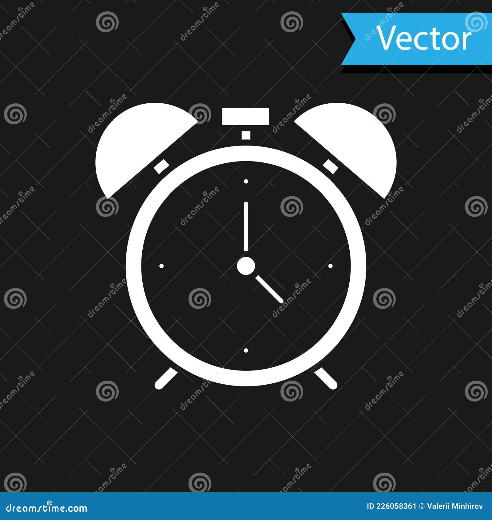 Reloj despertador digital moderno con signo de despertador sobre un fondo  blanco.