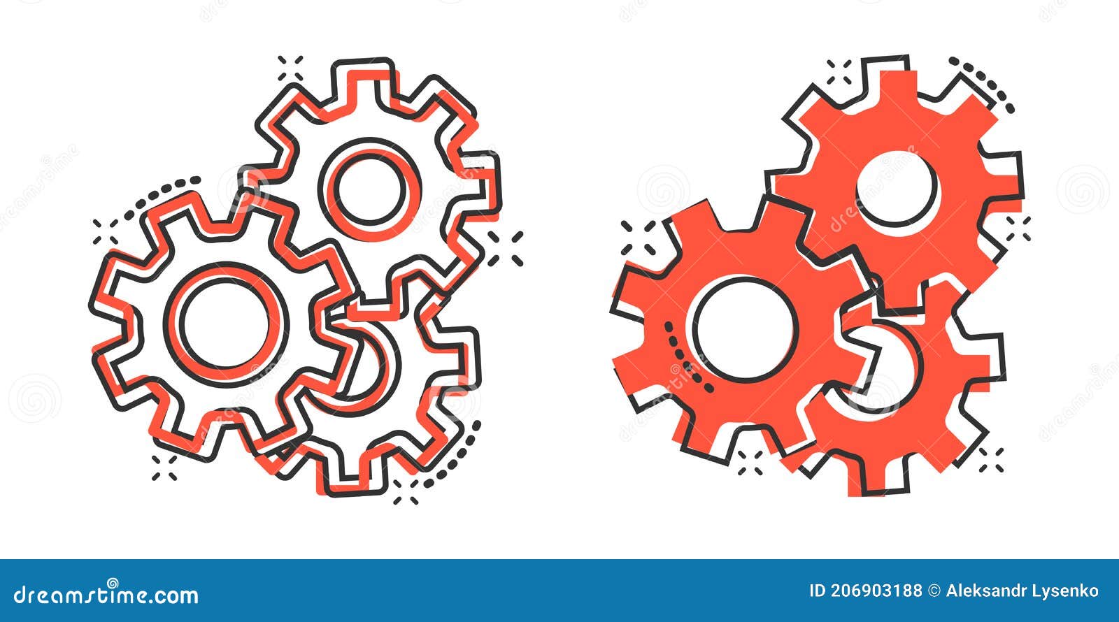 Icono Del Vector De Engranajes En Estilo Cómico. Ilustración De Dibujos  Animados De Ruedas De Cog Sobre Fondo Aislado Blanco. Efec Ilustración del  Vector - Ilustración de concepto, técnico: 206903188