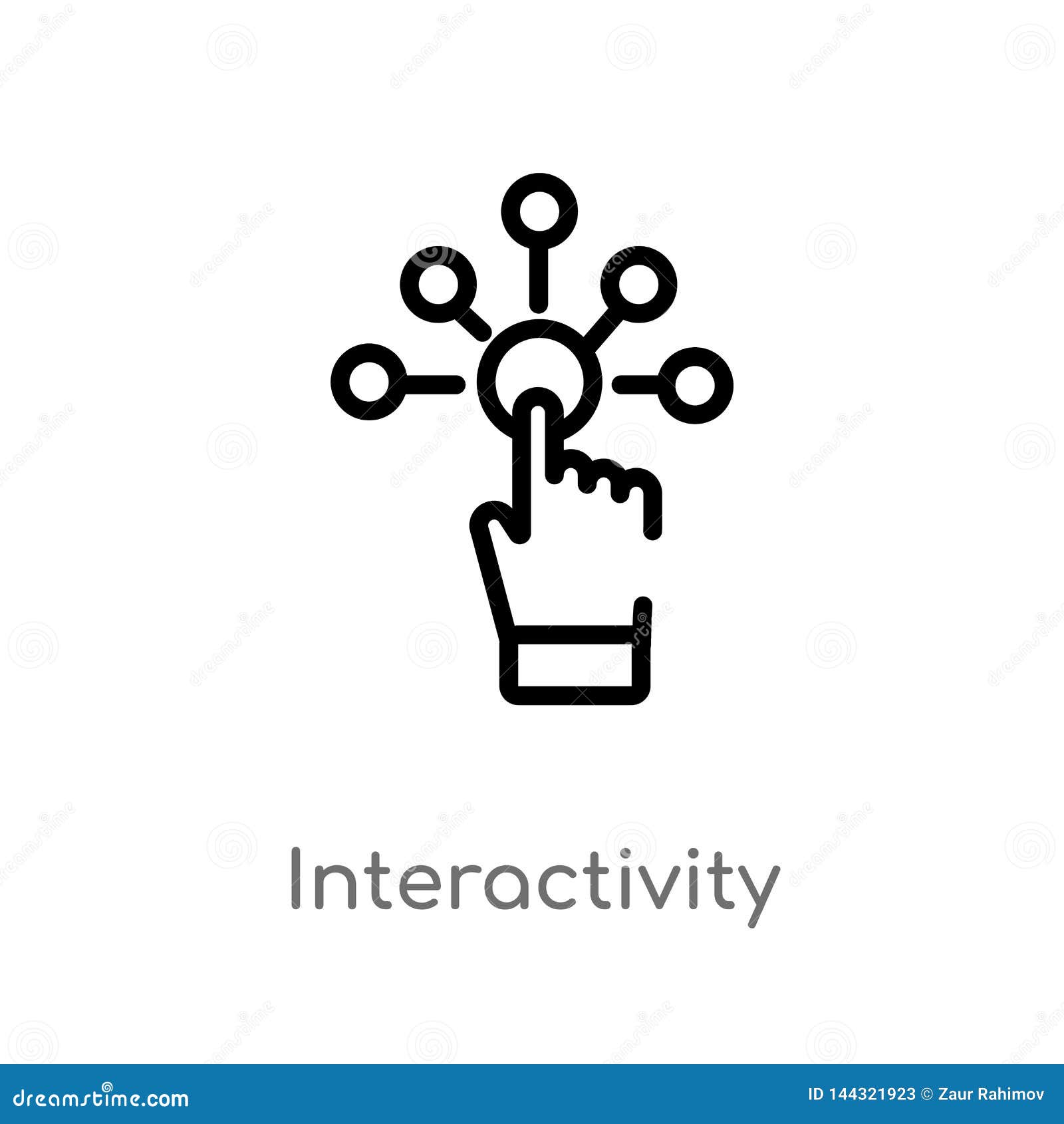 Icono Del Vector De La Interactividad Del Esquema L Nea Simple Negra Aislada Ejemplo Del