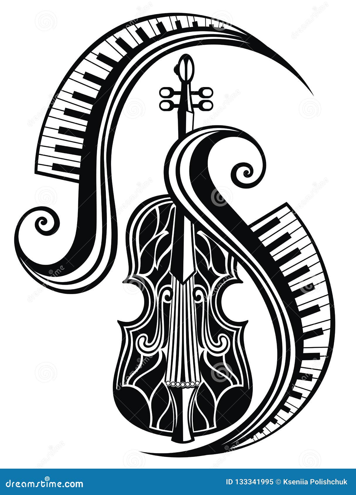 Icono De Violín De Cadena De Música. Diseño Plano De Ilustración