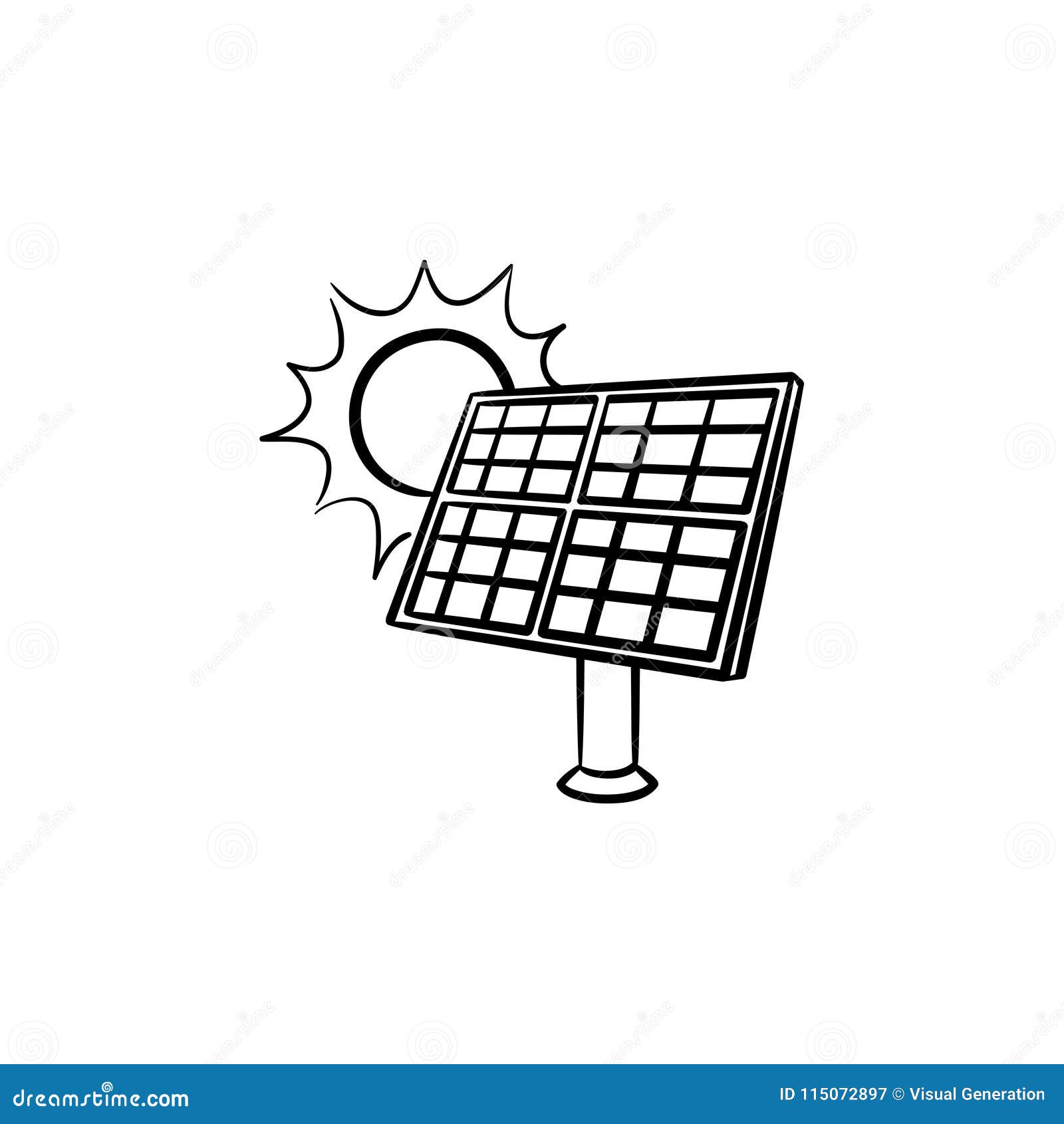 Icono Dibujado Mano De Energía Solar Del Bosquejo De La Industria  Ilustración del Vector - Ilustración de vector, rayo: 115072897