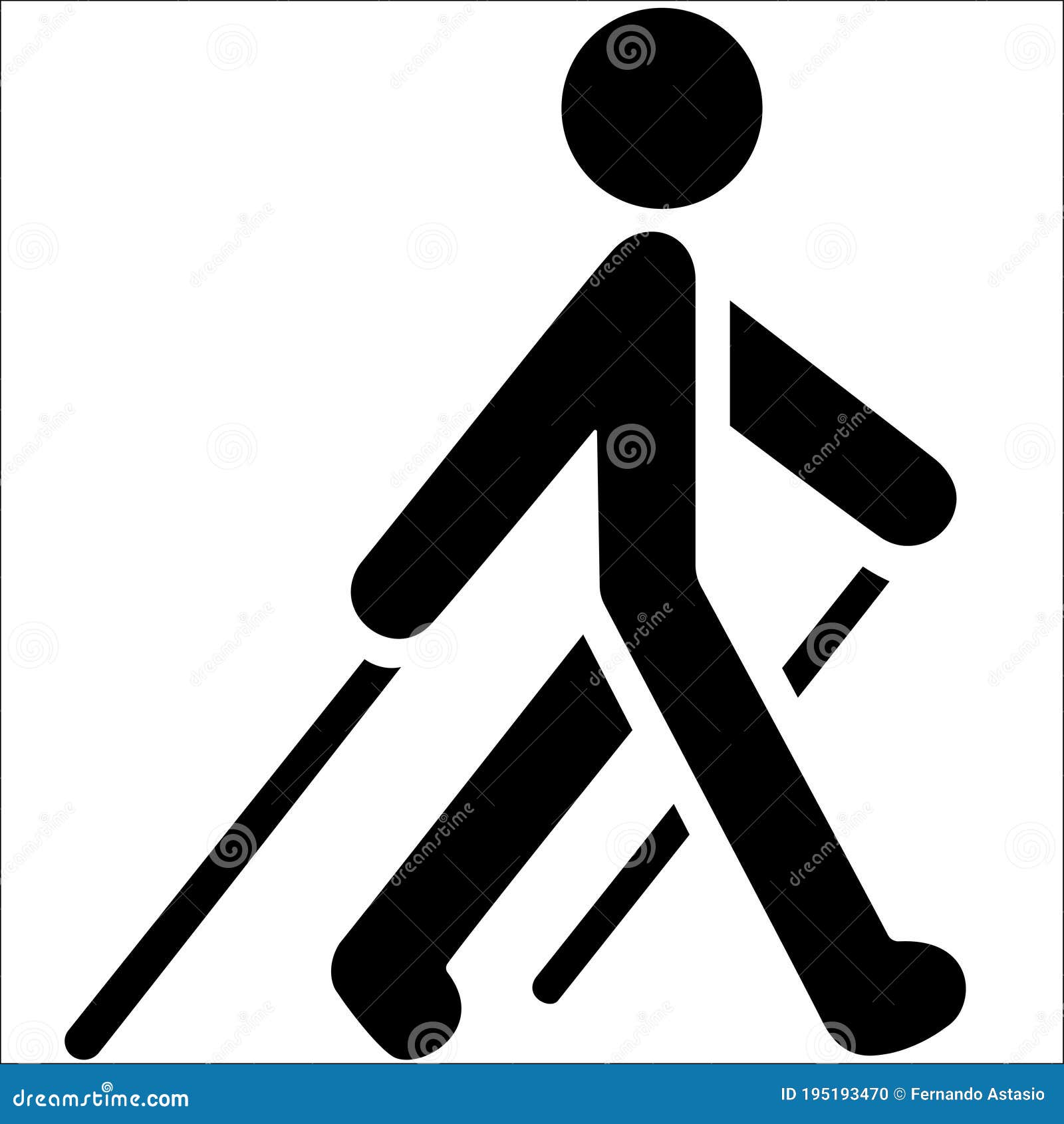 nordic walking black icon on white background