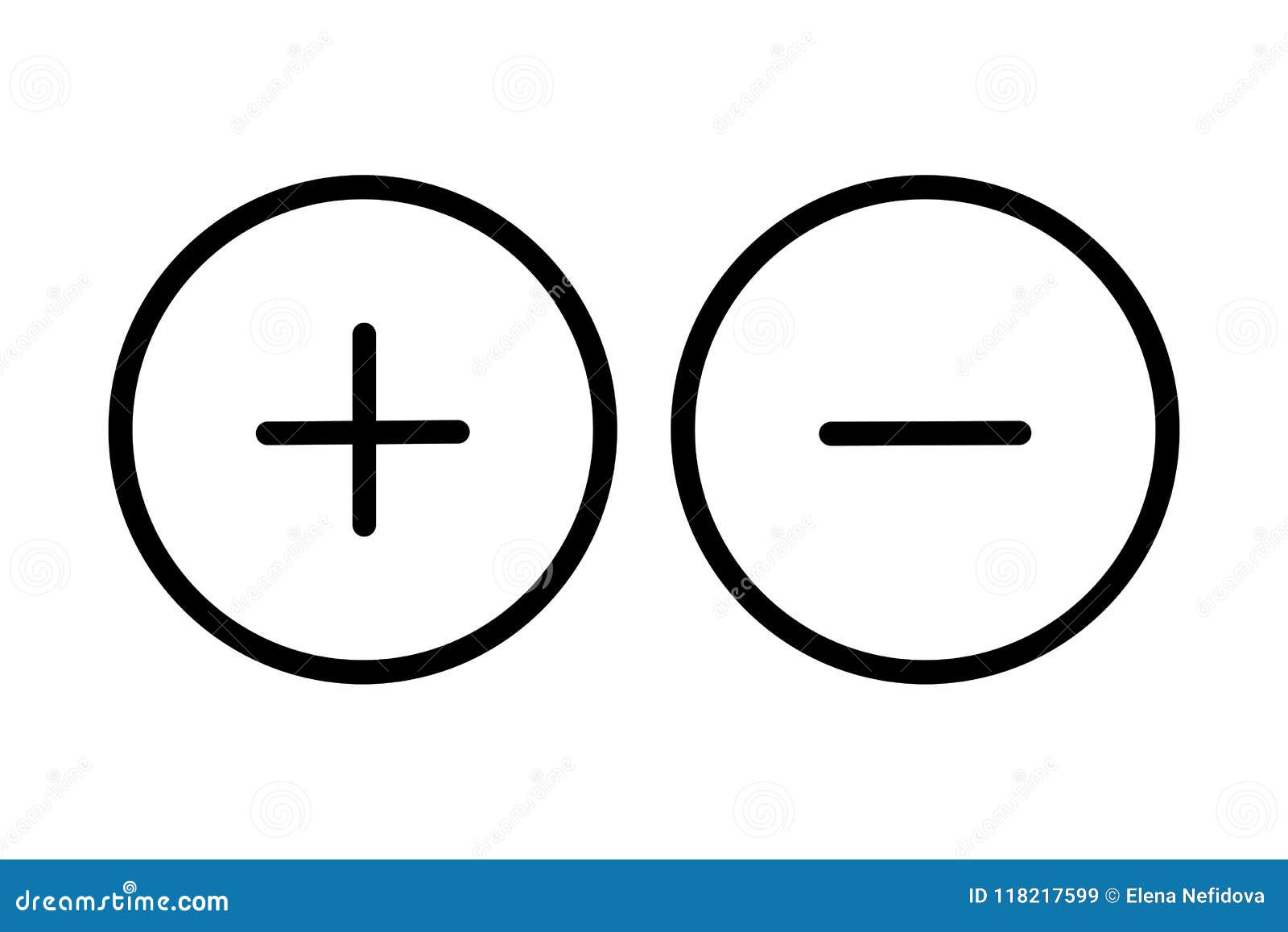 Icono Más Y Menos Del Botón Ilustración del Vector - Ilustración de ...