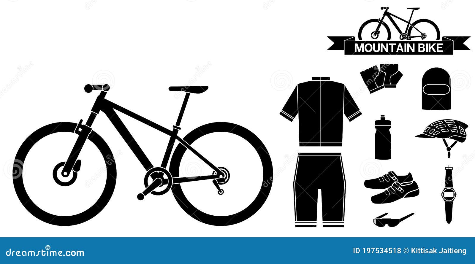 Icono Negro De Accesorios De Bicicleta De Montaña Ilustración del