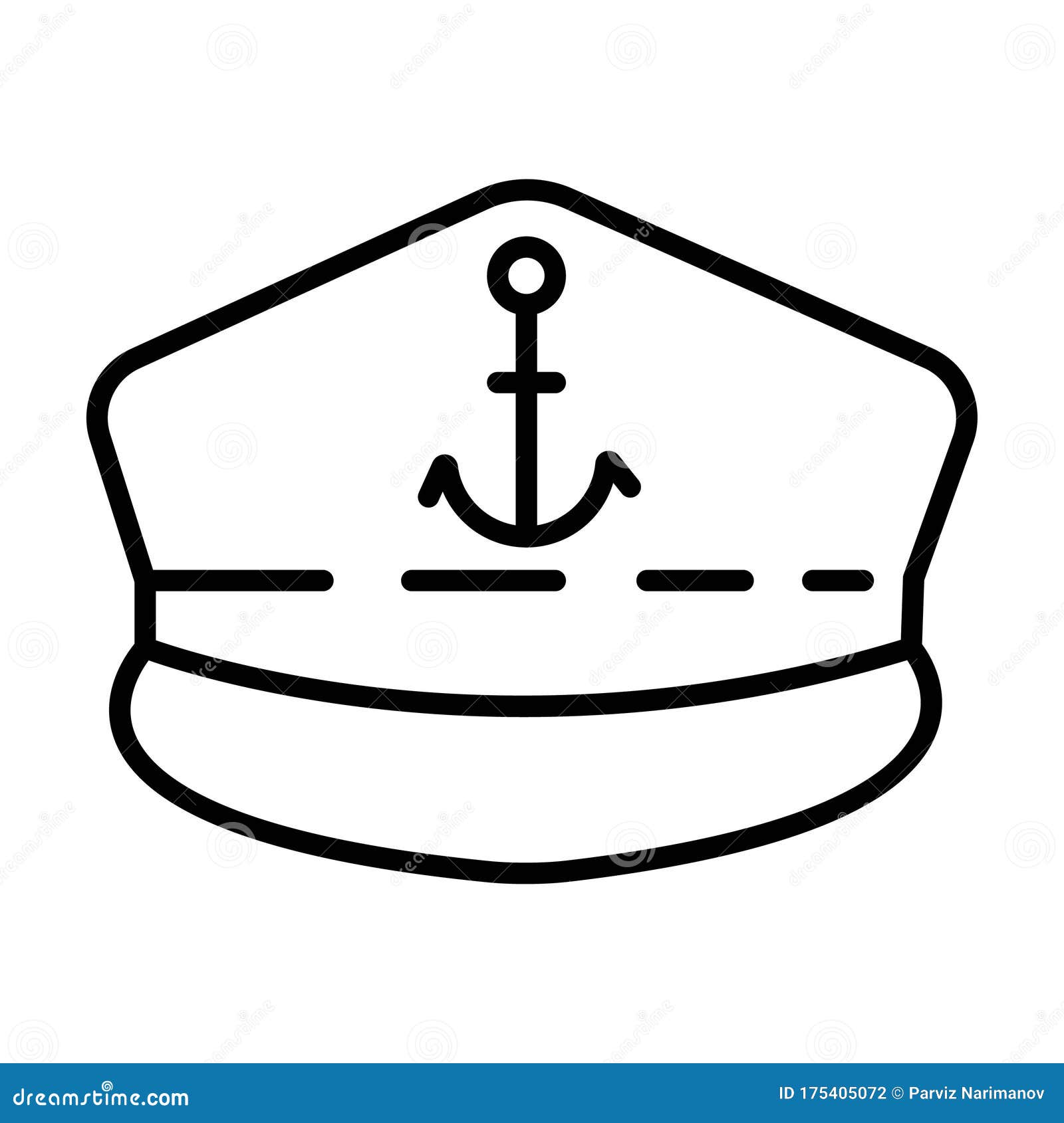 icono plano captain en gorra capitan azul en fondo blanco