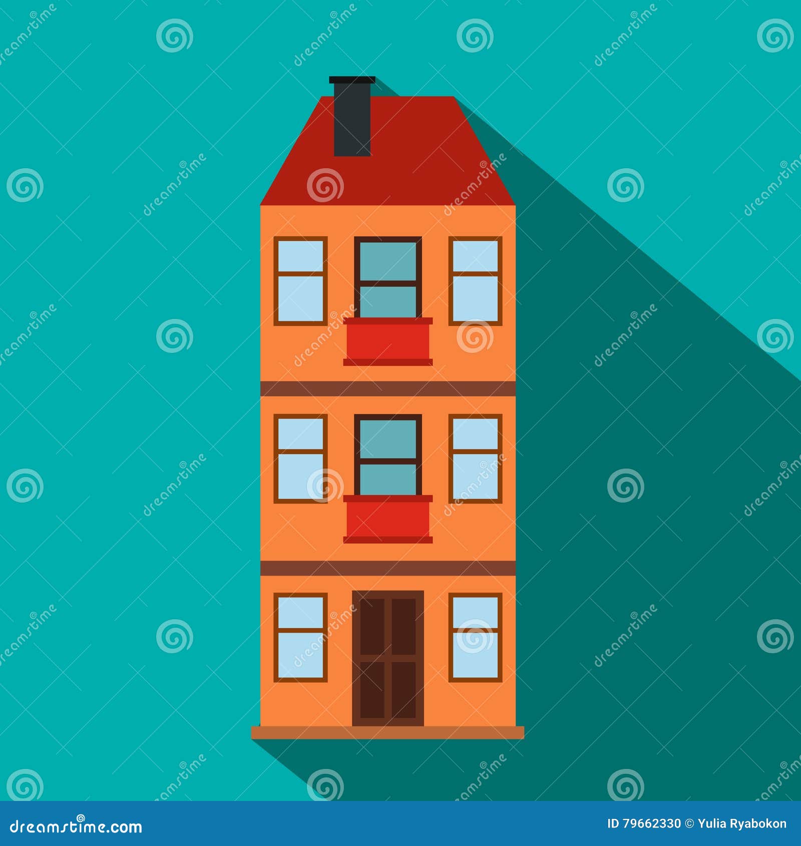 Icono Plano De La Casa Del Tres-piso Ilustración del Vector - Ilustración  de residencial, puerta: 79662330