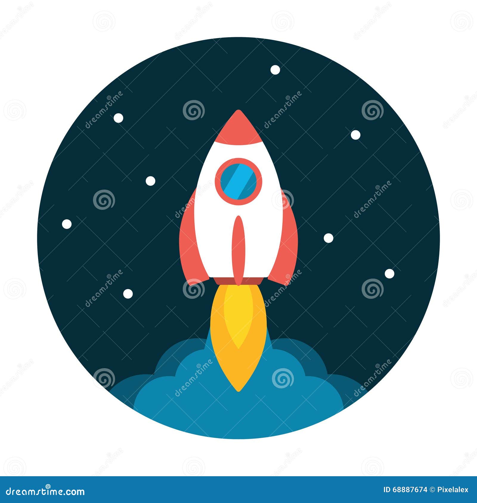 Icono Plano De Lanzamiento De Cohete Ilustración del Vector - Ilustración  de nuevo, desarrollo: 68887674, image size:1600x1690