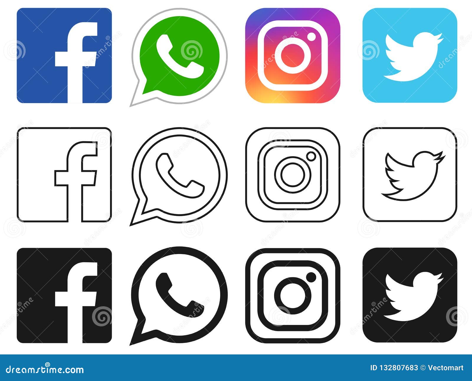 Icono Social De Los Medios Para Facebook Whatsapp Instagram