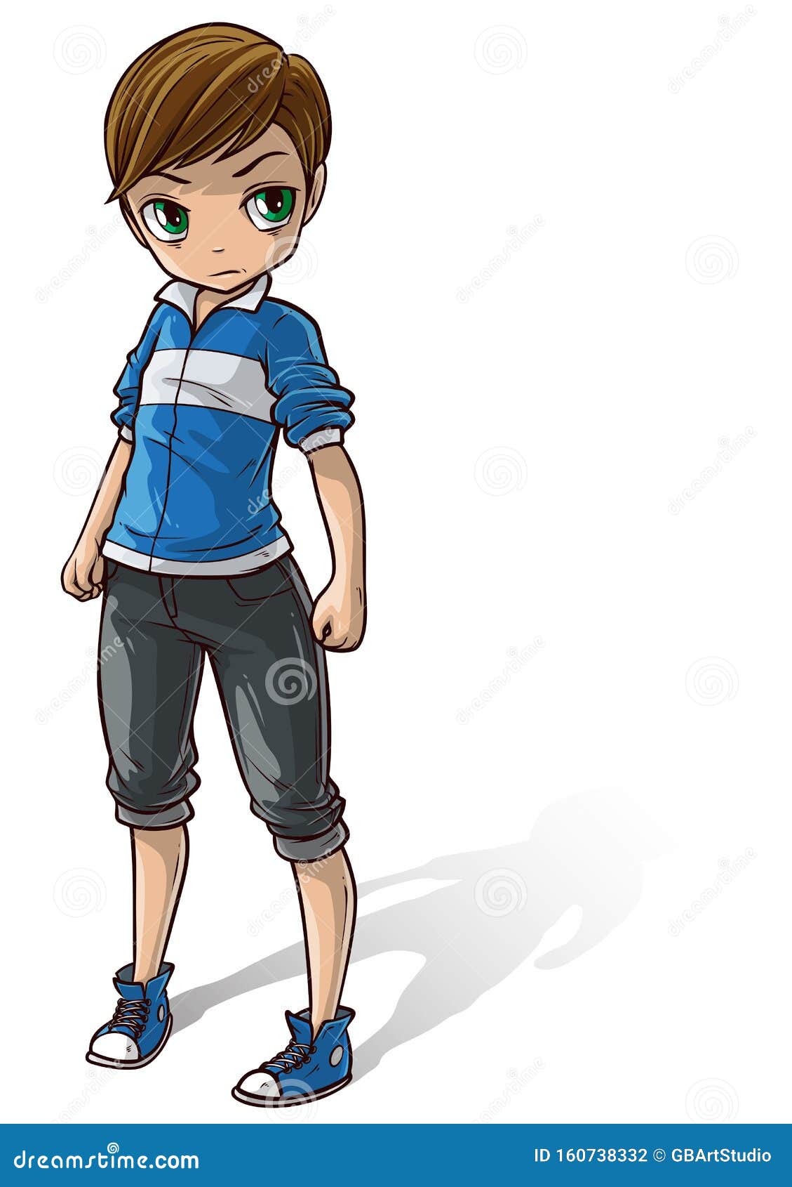 Icono Vectorial De Personaje De Personaje De Anime De Pie De Caricatura  Ilustración del Vector - Ilustración de ayuda, azul: 160738332
