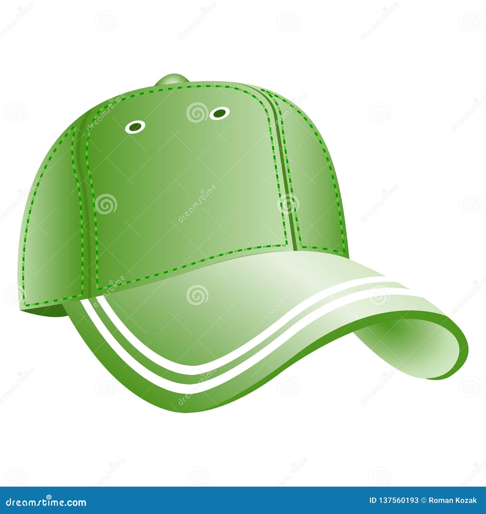 Una gorra verde con un fondo blanco y un fondo blanco.