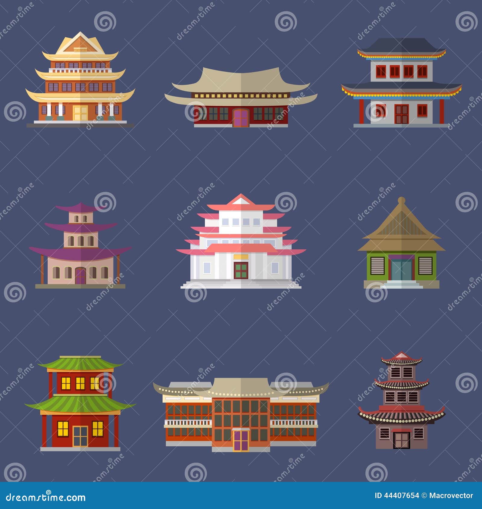 Instalar en pc sílaba Disipar Iconos chinos de la casa ilustración del vector. Ilustración de conjunto -  44407654