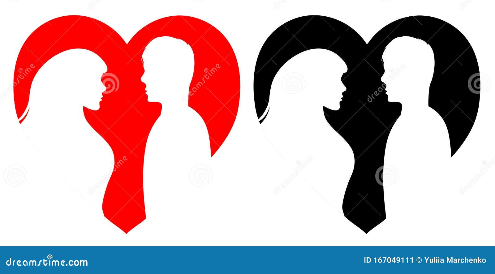 Iconos Con Parejas Con Corazones Ilustración del Vector - Ilustración de  perfil, amantes: 167049111