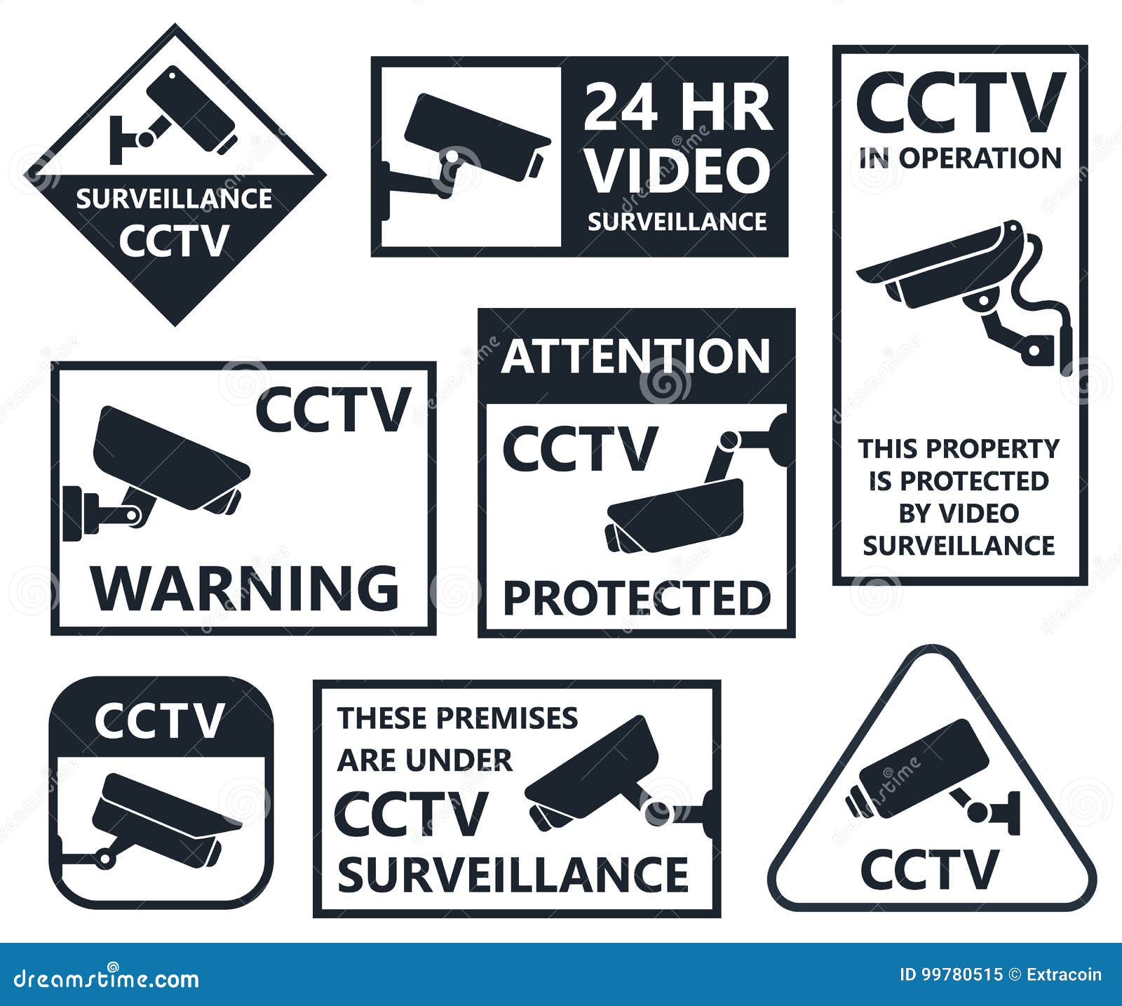 Signos de cámaras de seguridad X 2-pantalla anti Fade Impreso-CCTV Señales De Advertencia 