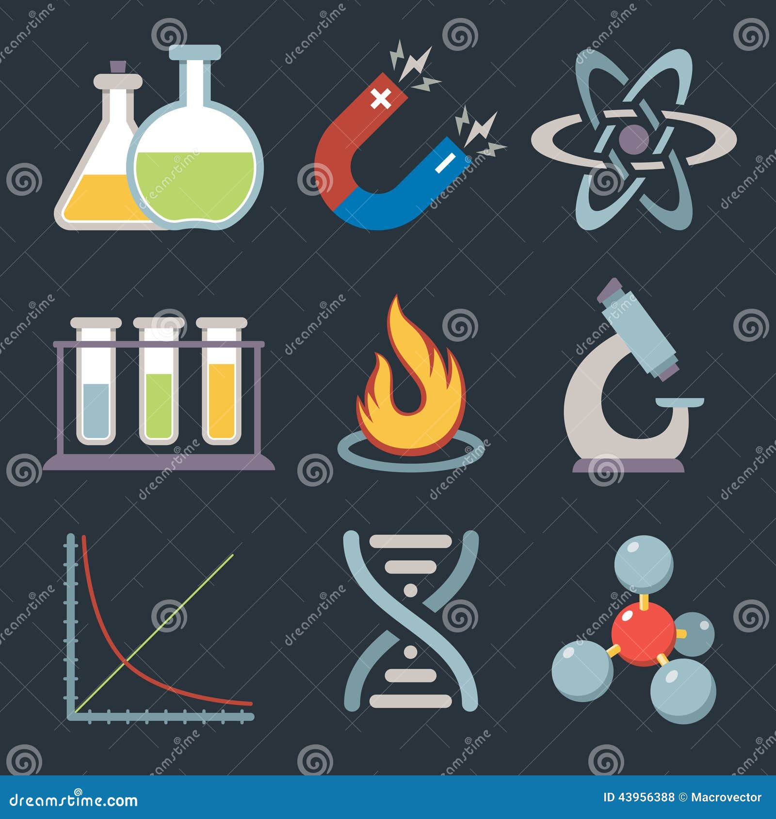 Iconos De La Ciencia De La Física Ilustración del Vector - Ilustración de  diagrama, emblema: 43956388