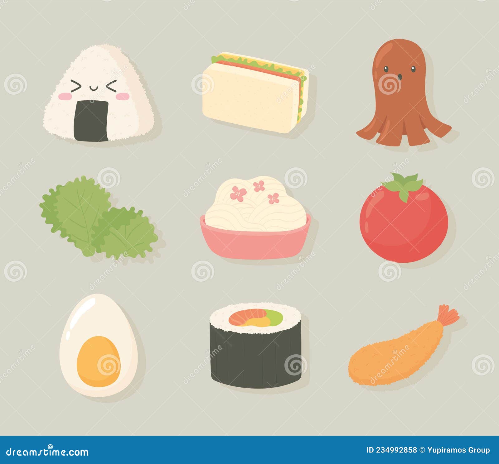 Iconos De La Comida Japonesa Ilustración del Vector - Ilustración de  emparedado, salmones: 234992858