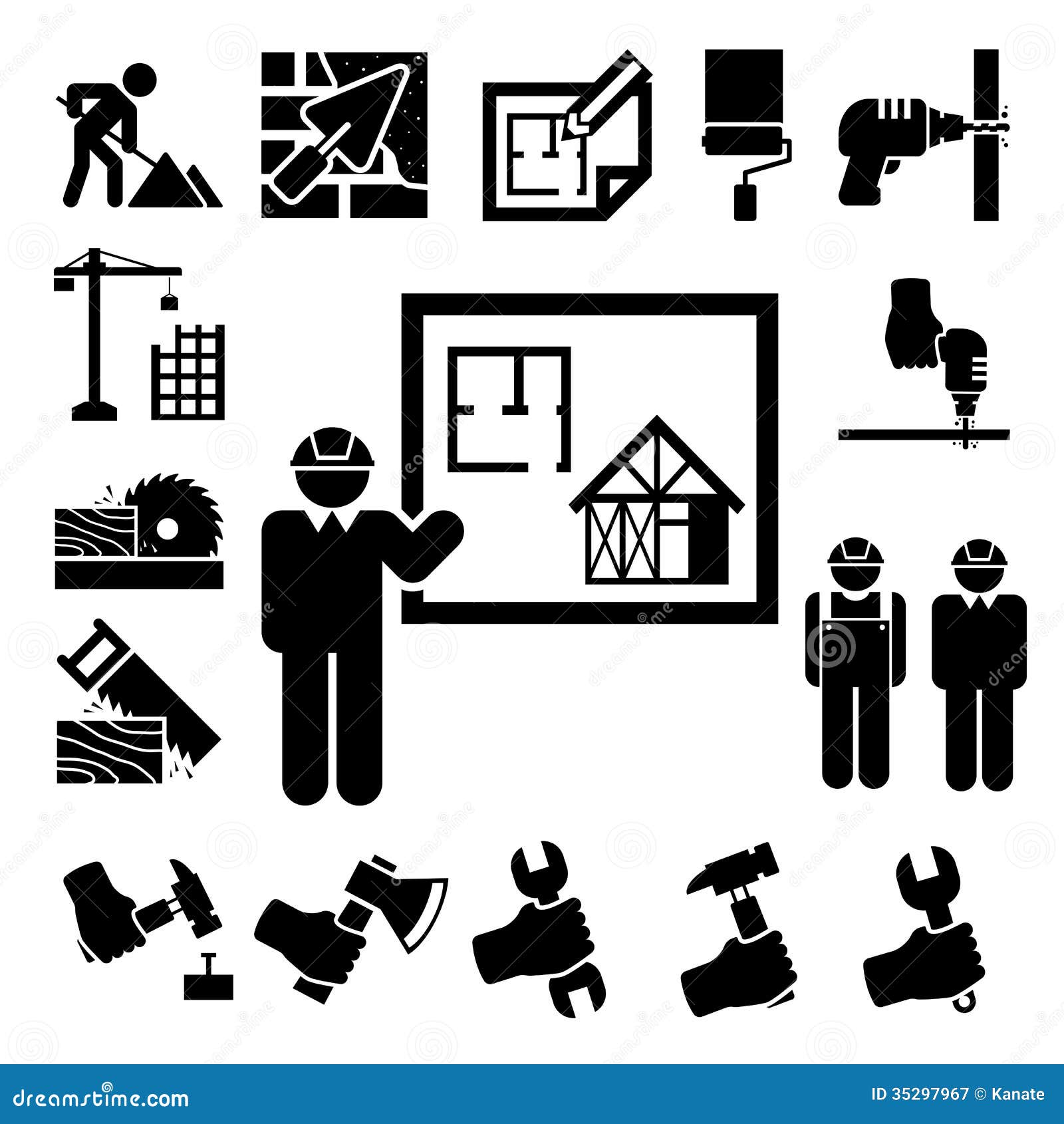 Iconos De La Construcción Fijados Ilustración del Vector Ilustración