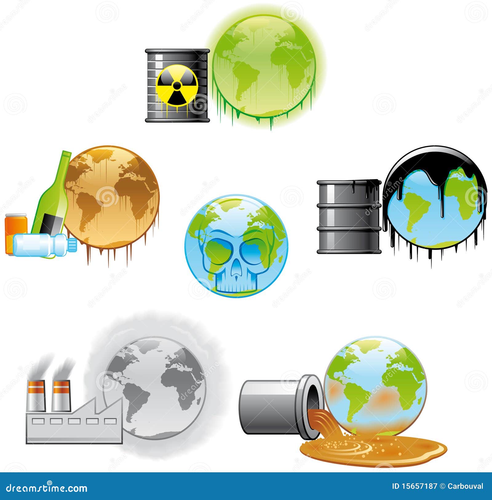 Iconos De La Contaminación Ambiental Stock de ilustración - Ilustración de  cristal, conjunto: 15657187