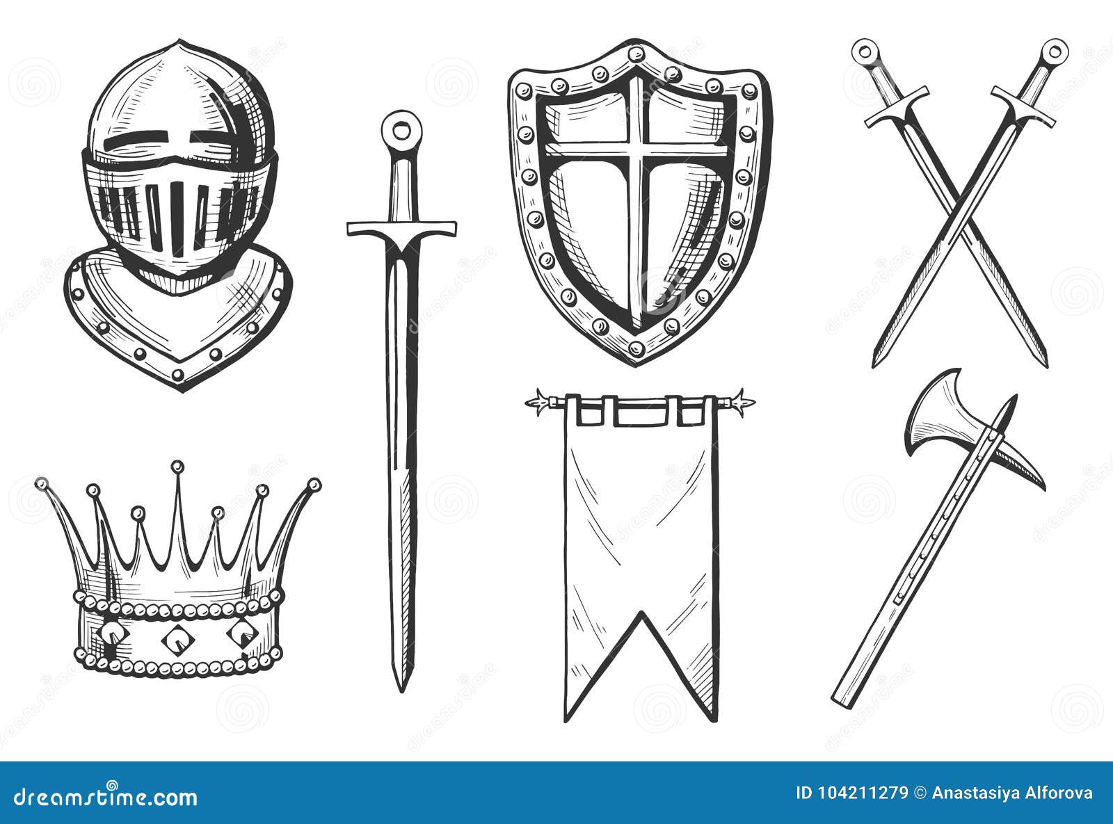Iconos De La Edad Media Fijados Ilustración del Vector - Ilustración de  icono, hacha: 104211279