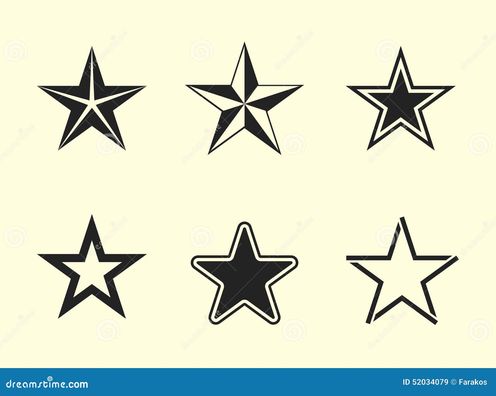 Iconos de la estrella fijados. Iconos de la estrella Sistema de pictogramas planos del vector