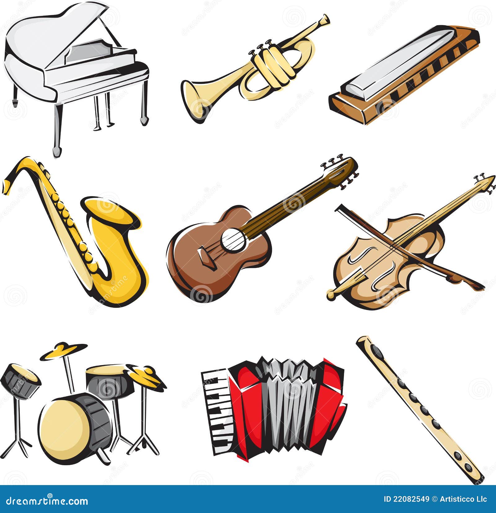 Iconos De Los Instrumentos Musicales Ilustración del Vector