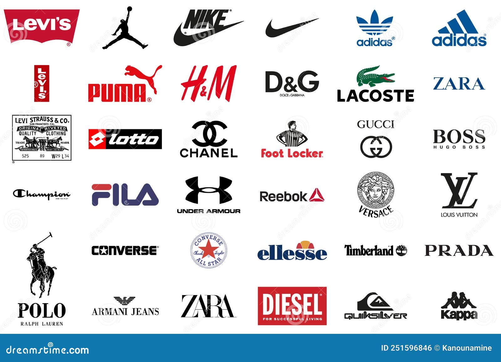 Iconos De Marcas De Ropa Deportiva Populares Foto editorial - de manera, icono: 251596846