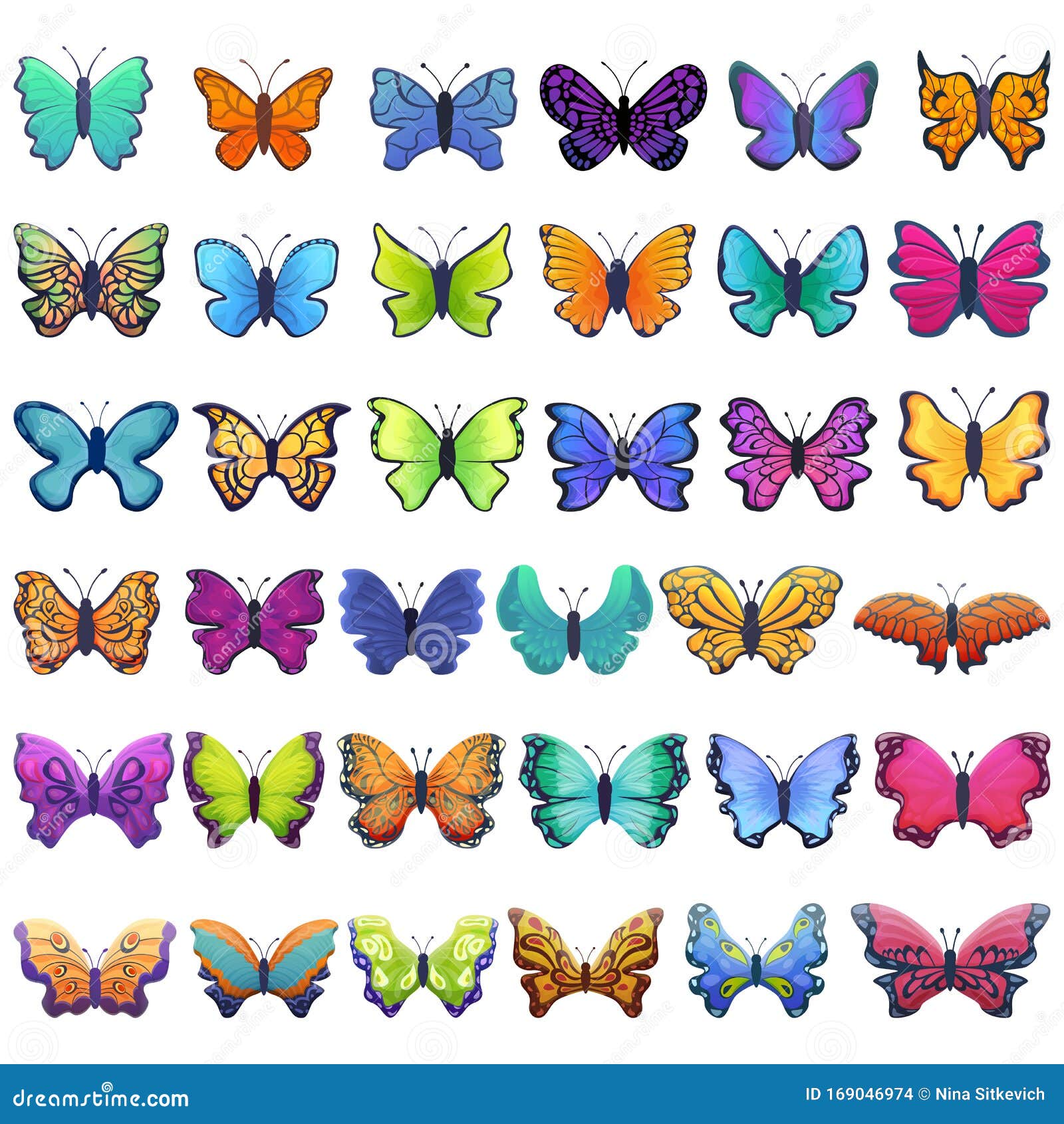 Iconos De Mariposa, Estilo De Caricatura Ilustración del Vector - Ilustración de color, mosca: 169046974 Iconos De Mariposa, Estilo De Caricatura Ilustración del Vector - Ilustración de color, mosca: 169046974