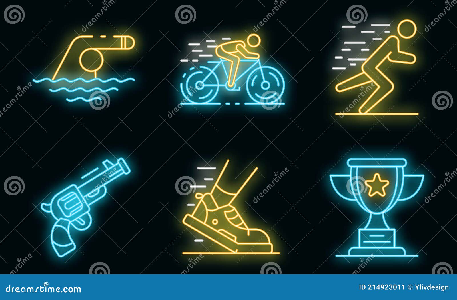 articulo Talentoso alquiler Iconos De Triatlón Conjunto Vector Neón Ilustración del Vector -  Ilustración de raza, conjunto: 214923011