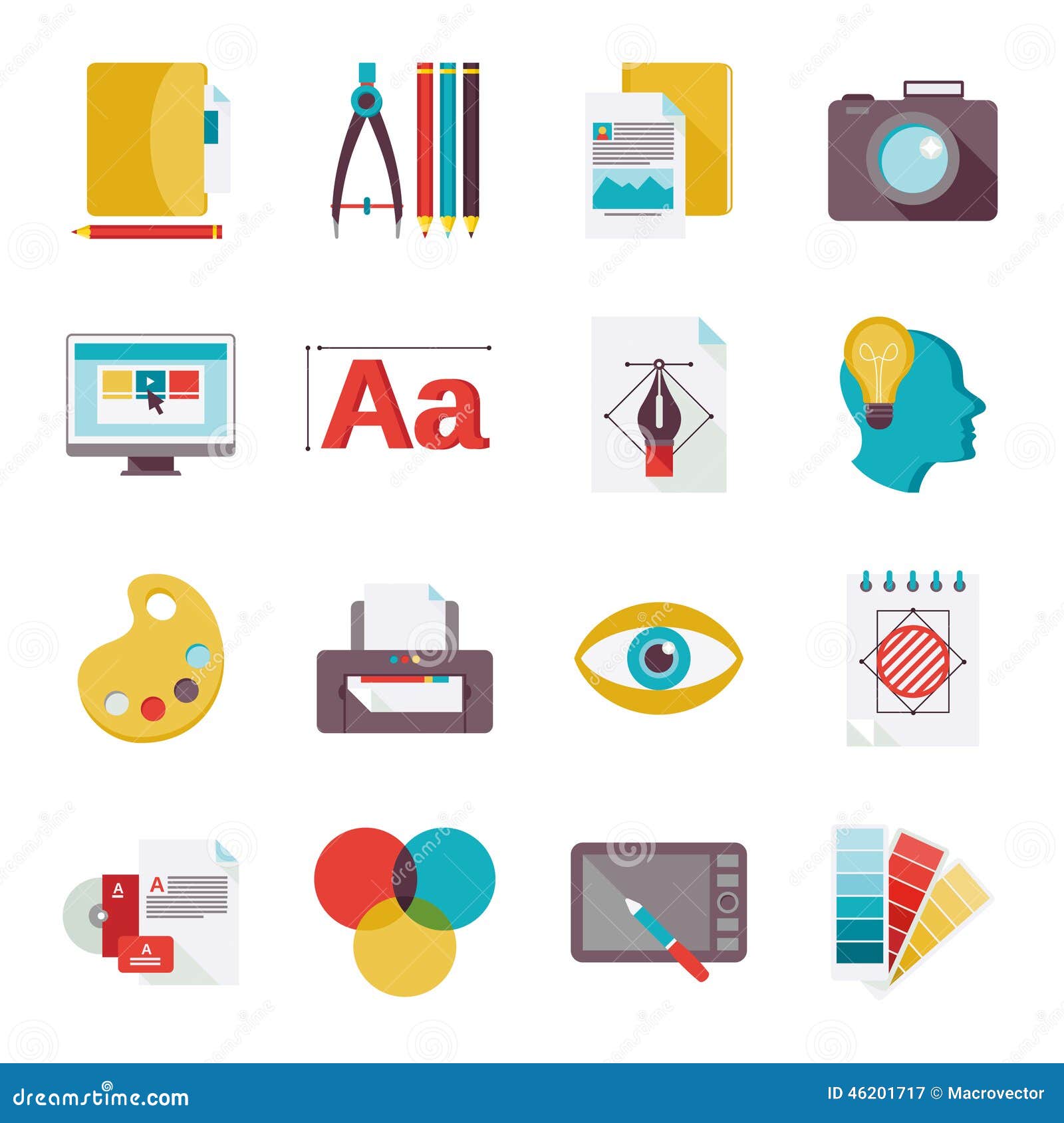 Iconos De Diseño Gráfico Planos Ilustración del Vector - Ilustración de  marcador, pintura: 46201717, image size:1600x1690