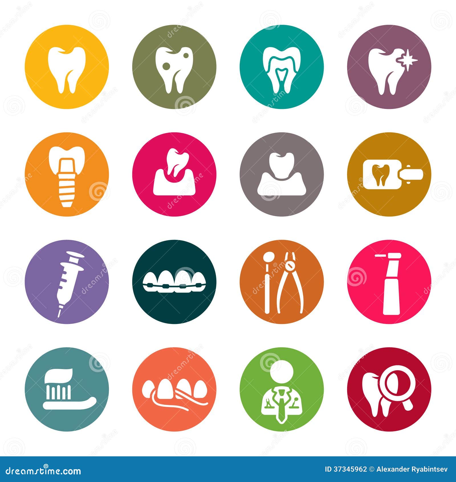 Iconos dentales del tema ilustración del vector. Ilustración de iconos