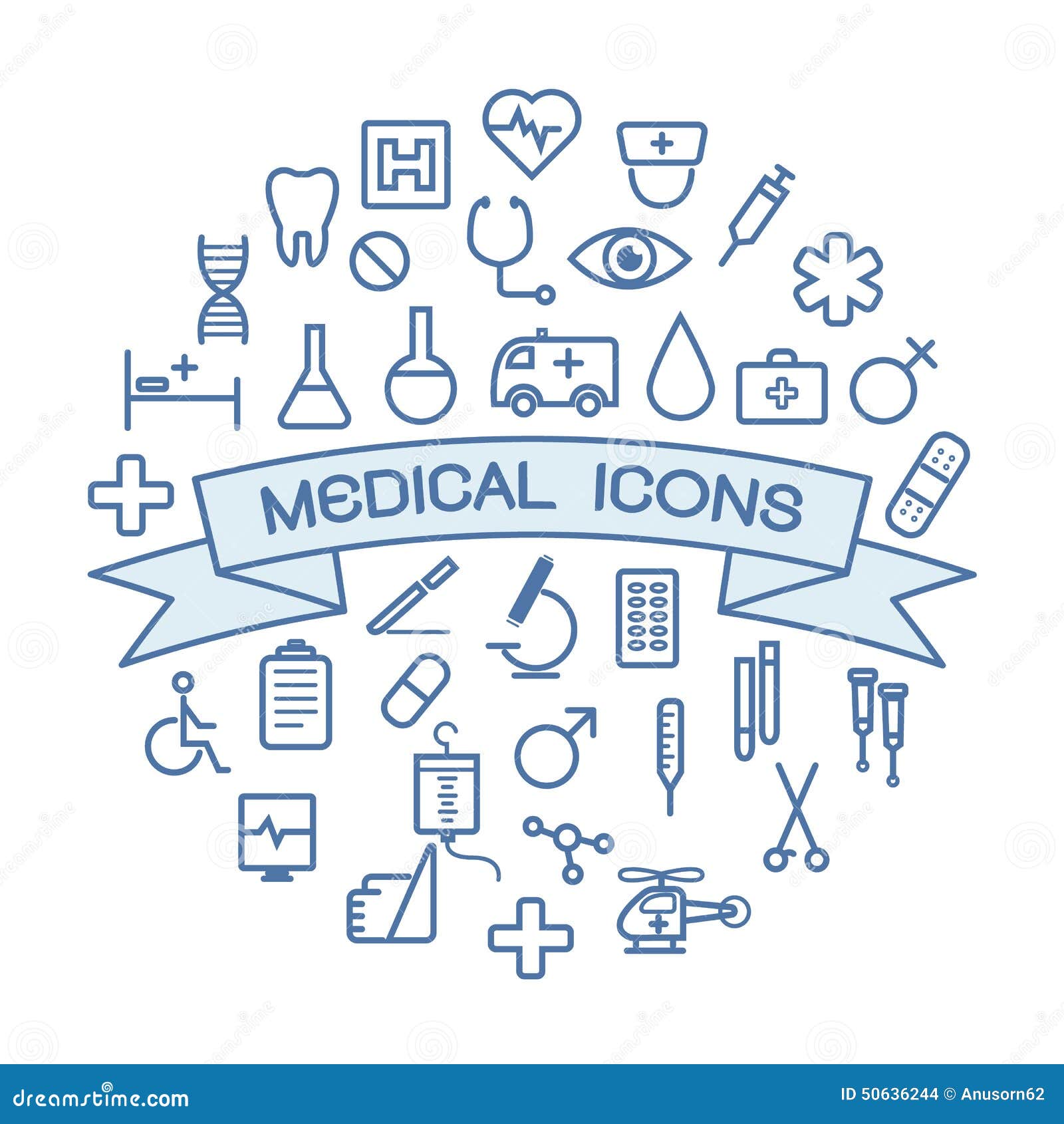 Iconos Médicos En El Fondo Blanco Ilustración del Vector Ilustración