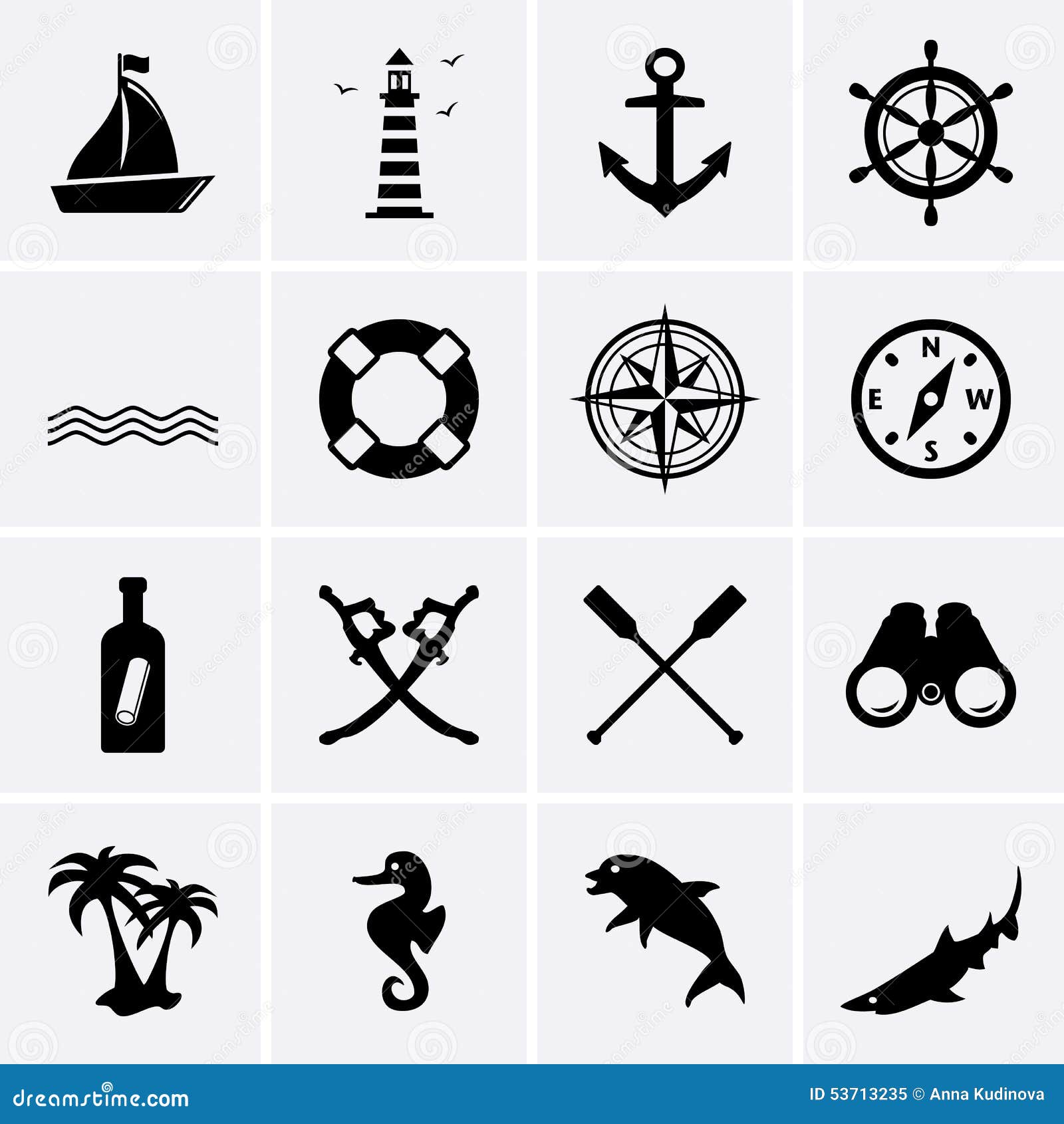 Iconos náuticos ilustración del vector. Ilustración de muestra - 53713235, image size:1600x1690