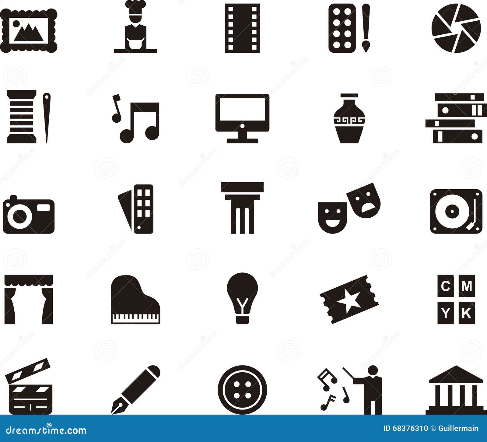 Icons for the arts stock vector. Illustration of hall 68376310