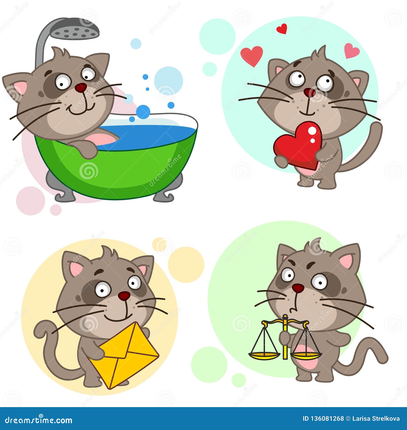 Set Icons Cats Children Design Cat Cooks Soup Cap Ladle Stock