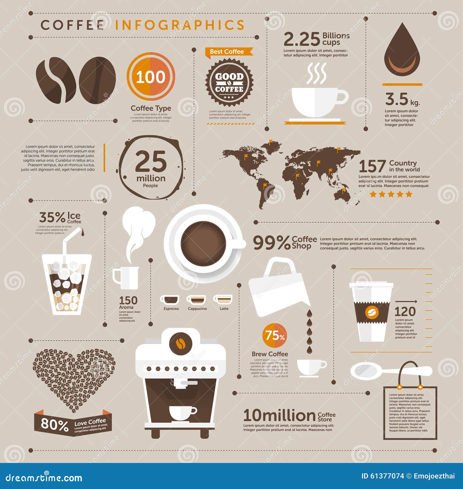 Icons Coffee stock vector. Illustration of badge, business - 61377074