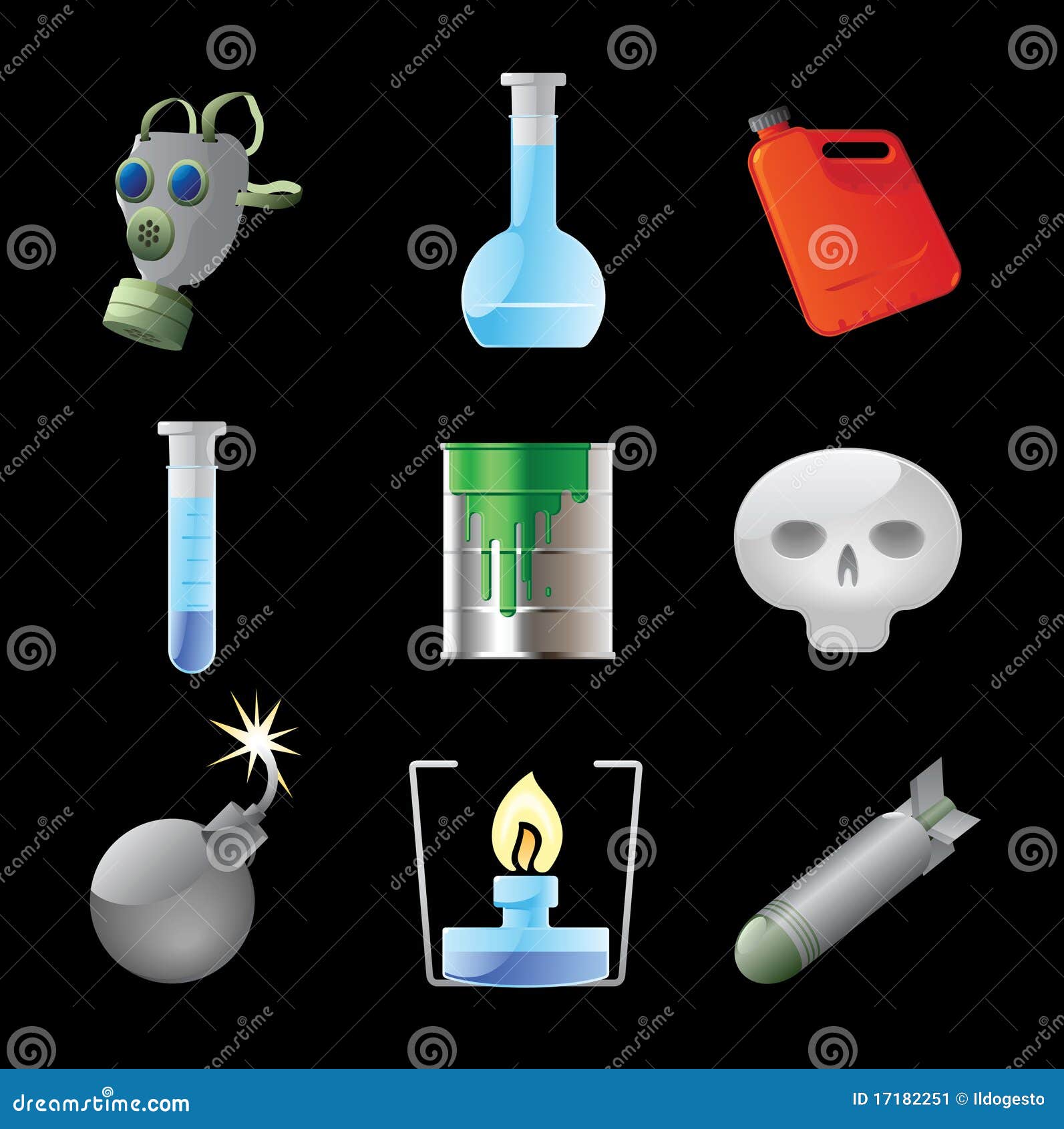 Icons for Dangerous Chemistry Stock Vector Illustration of test