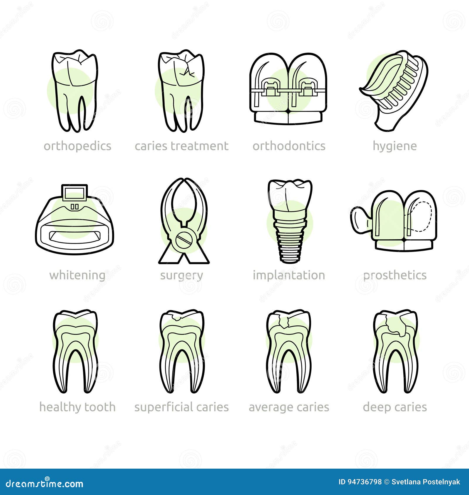 Icons for dentistry lines stock illustration. Illustration of hegyena