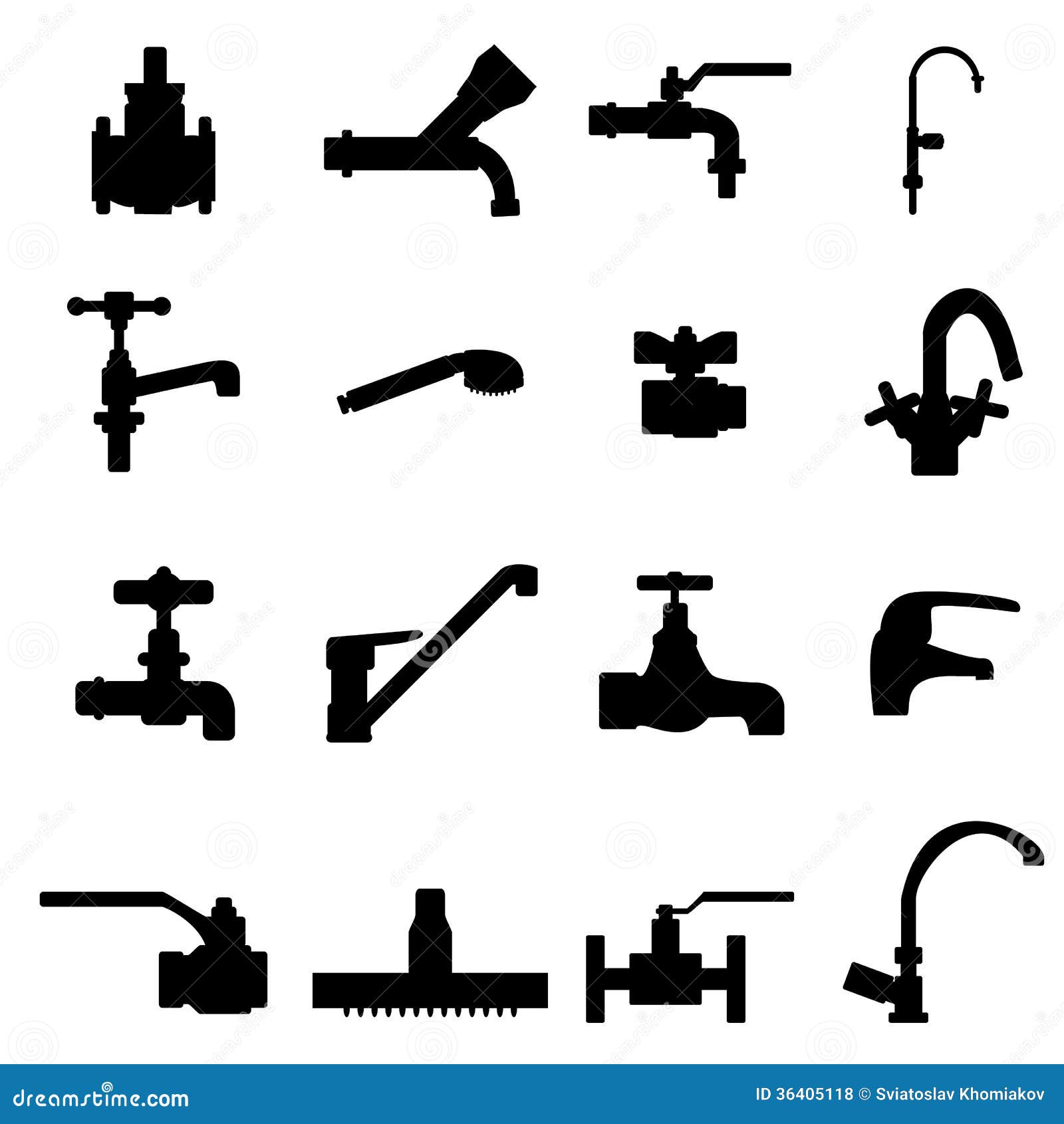 Icons Of Different Types Of Faucets Stock Vector ...