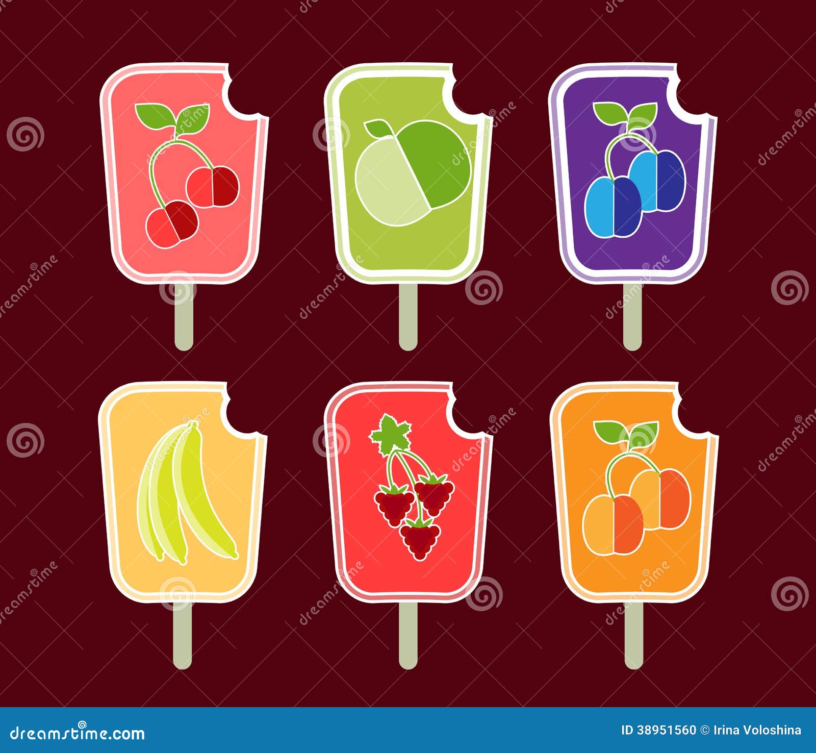 Icons of the fruit sorbets stock illustration. Illustration of cherry