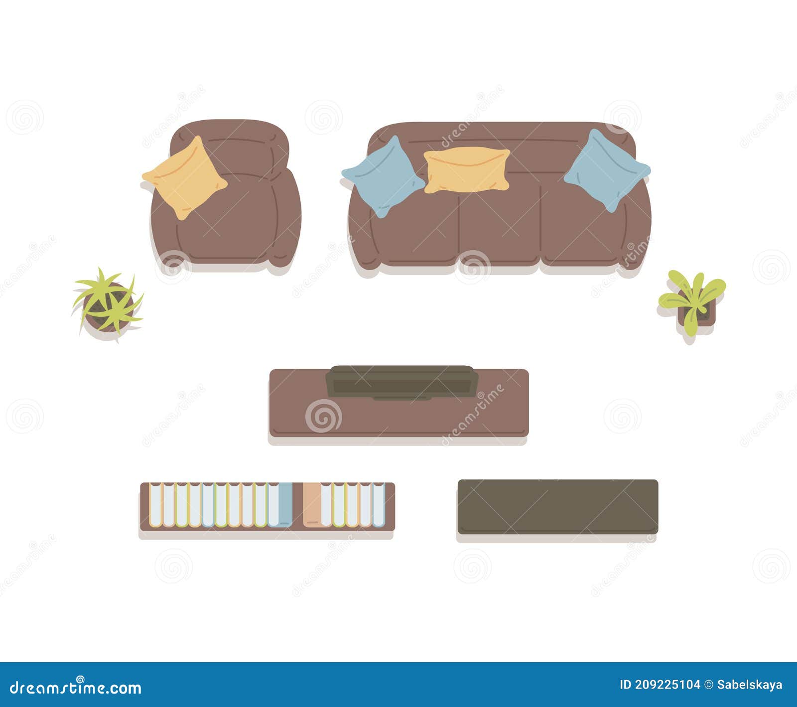 Icons of Furniture Top View for Home Living Room a Vector Isolated ...