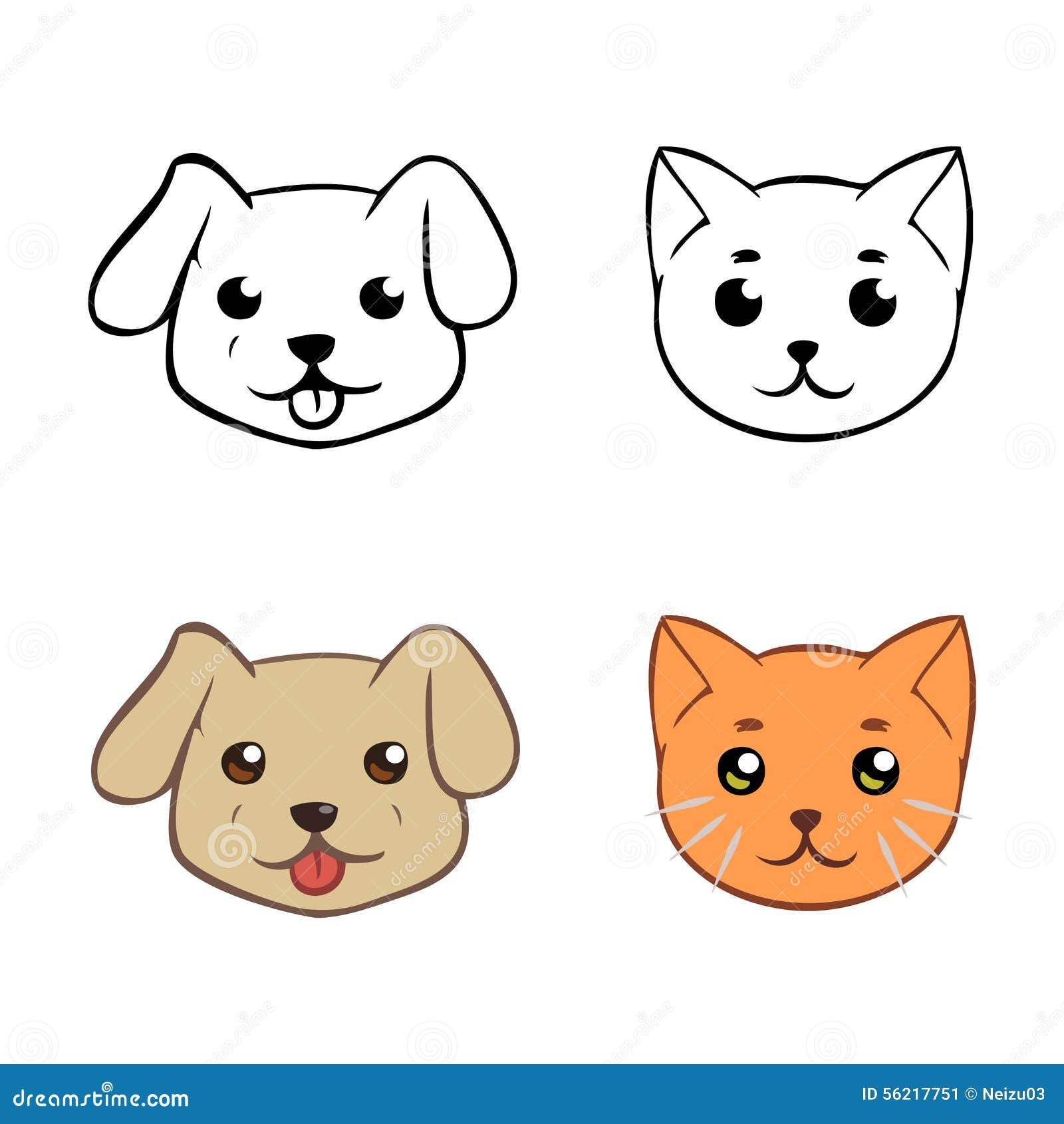 Icons With Heads Of Dog  And Cat  Stock Illustration Image 