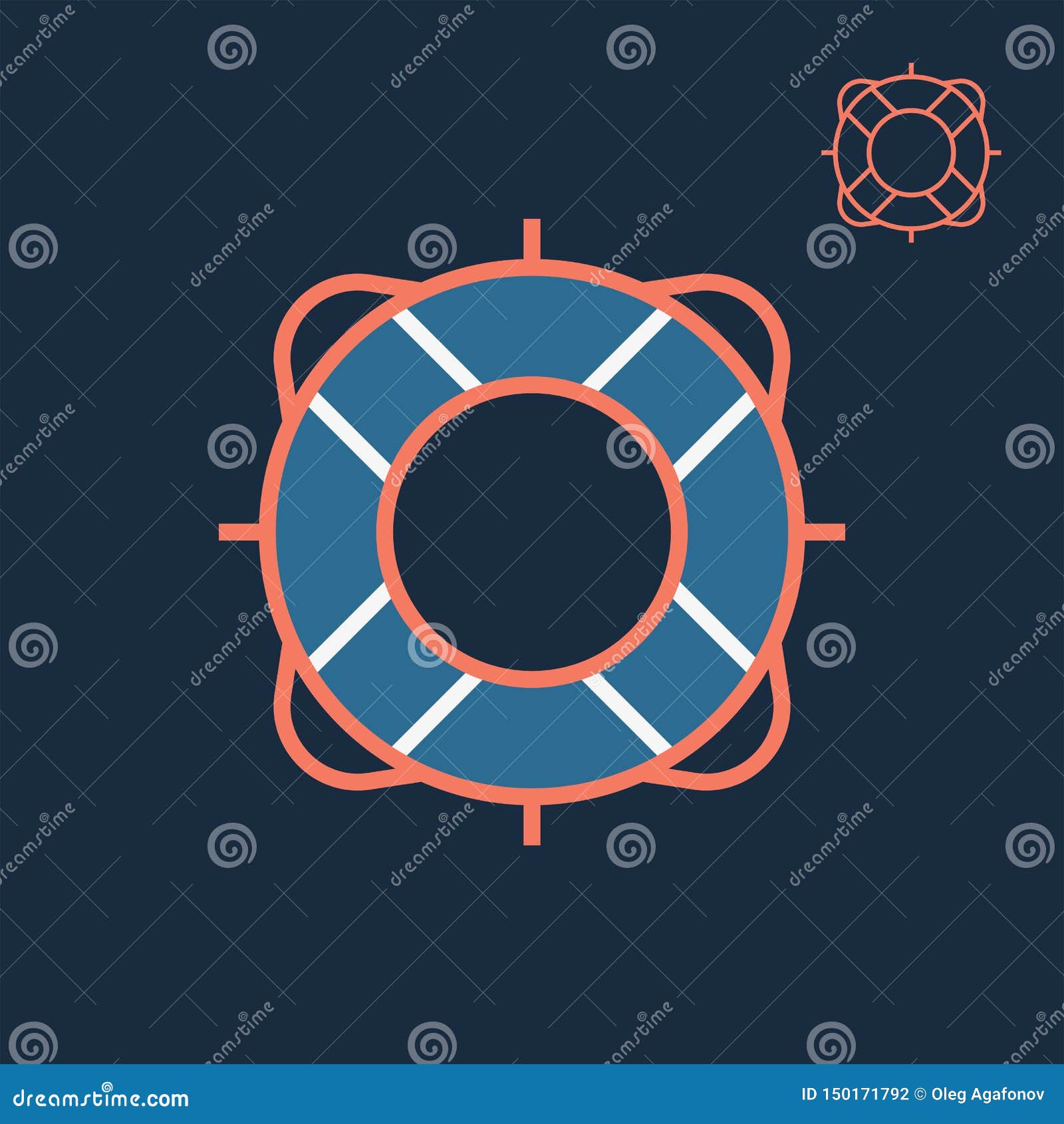 Flotation Ring Sign and Safety Ring Icon in Vector Line Style with