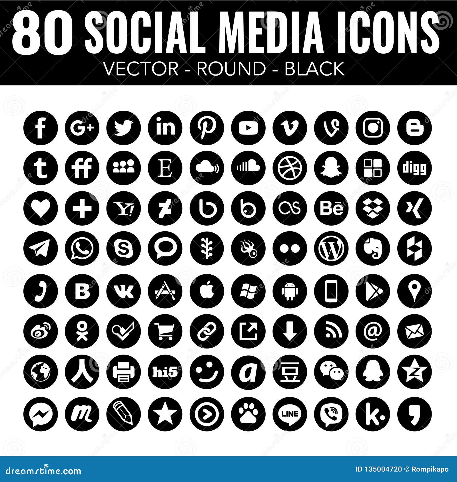 Vector Round Social Media Icons