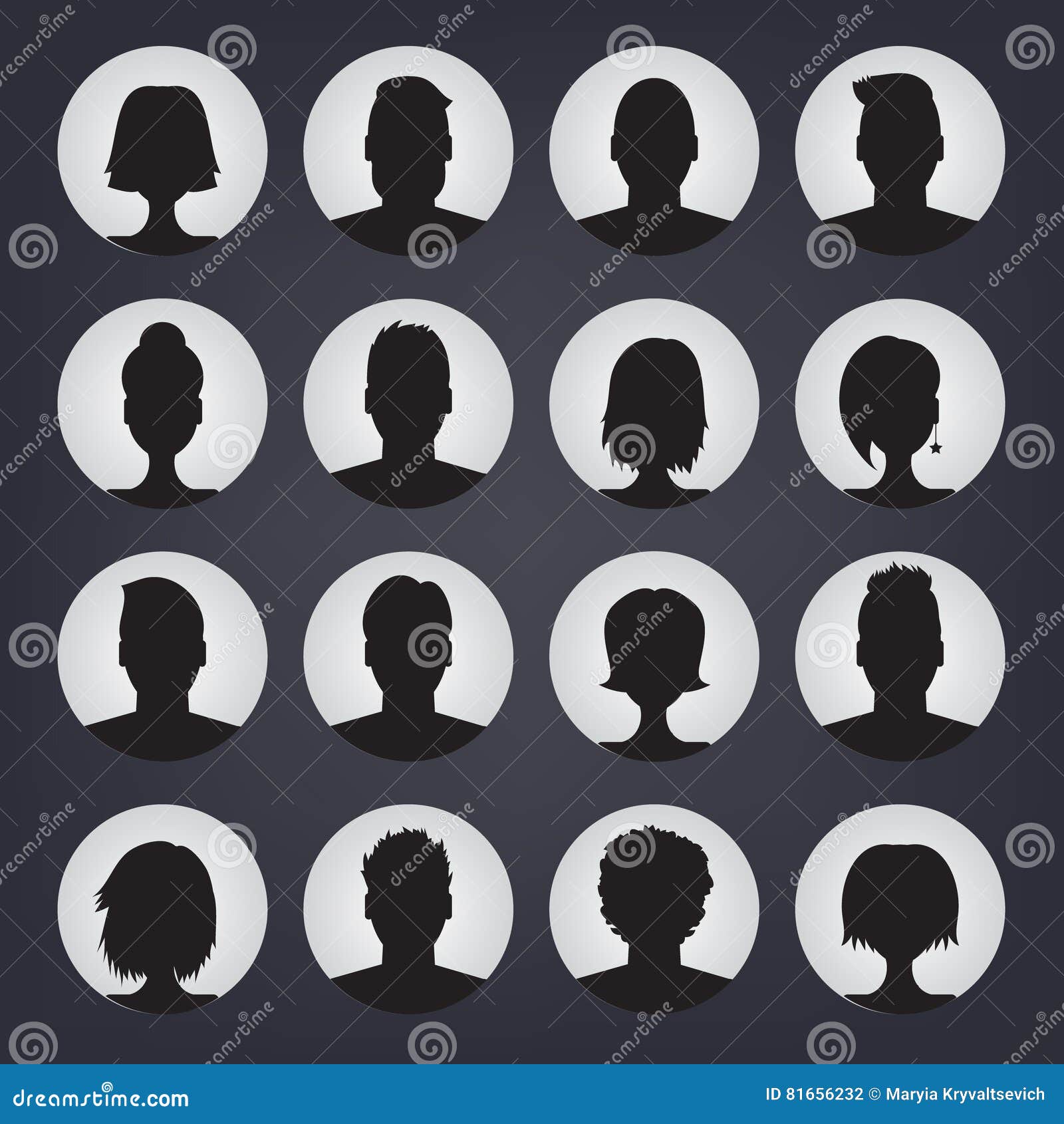 Monochrome woman avatar silhouette. User icon vector in trendy